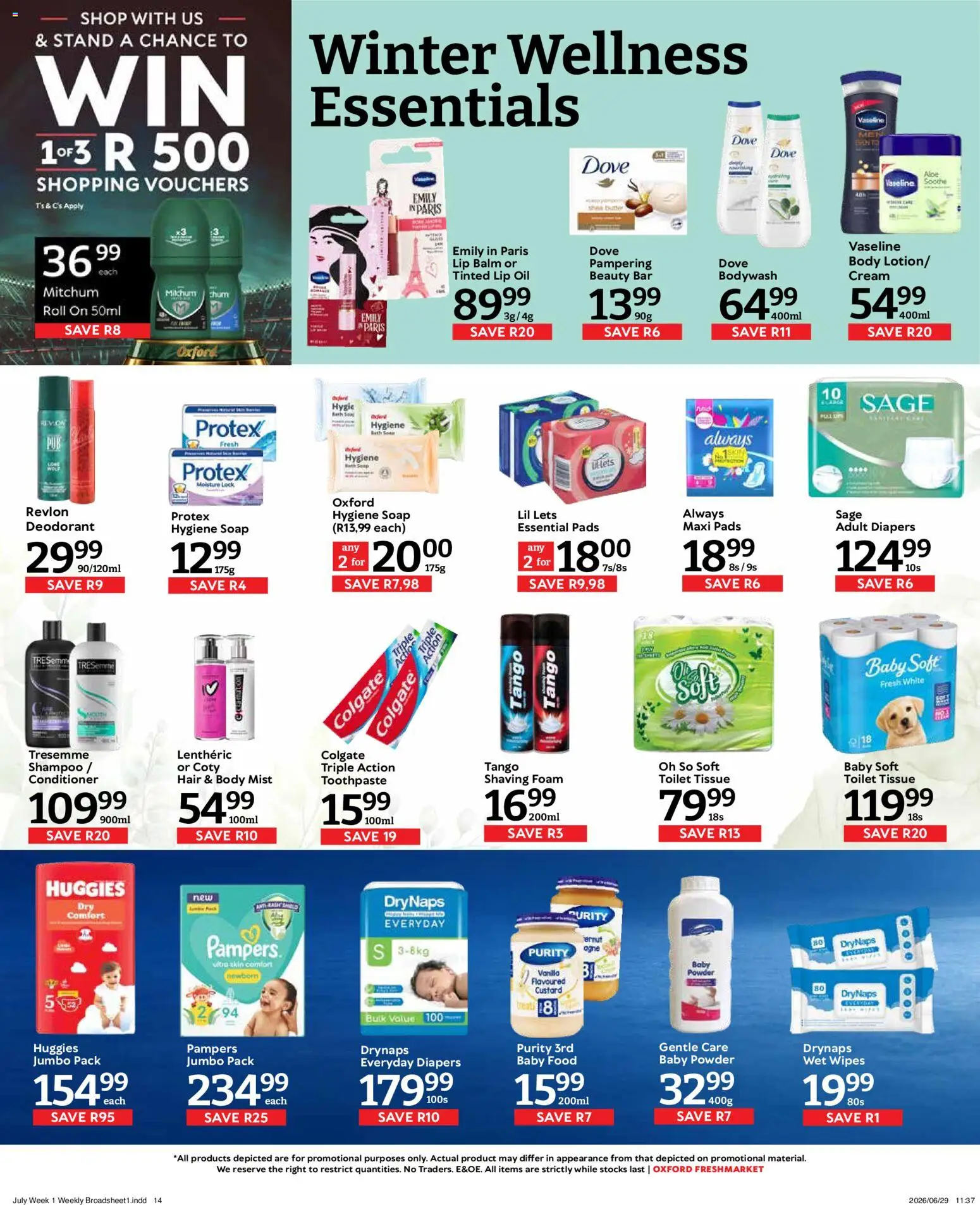 New Oxford Freshmarket catalogue – valid from 01/07/2026 | Page: 14 | Products: Pads, Oil, Powder, Shampoo