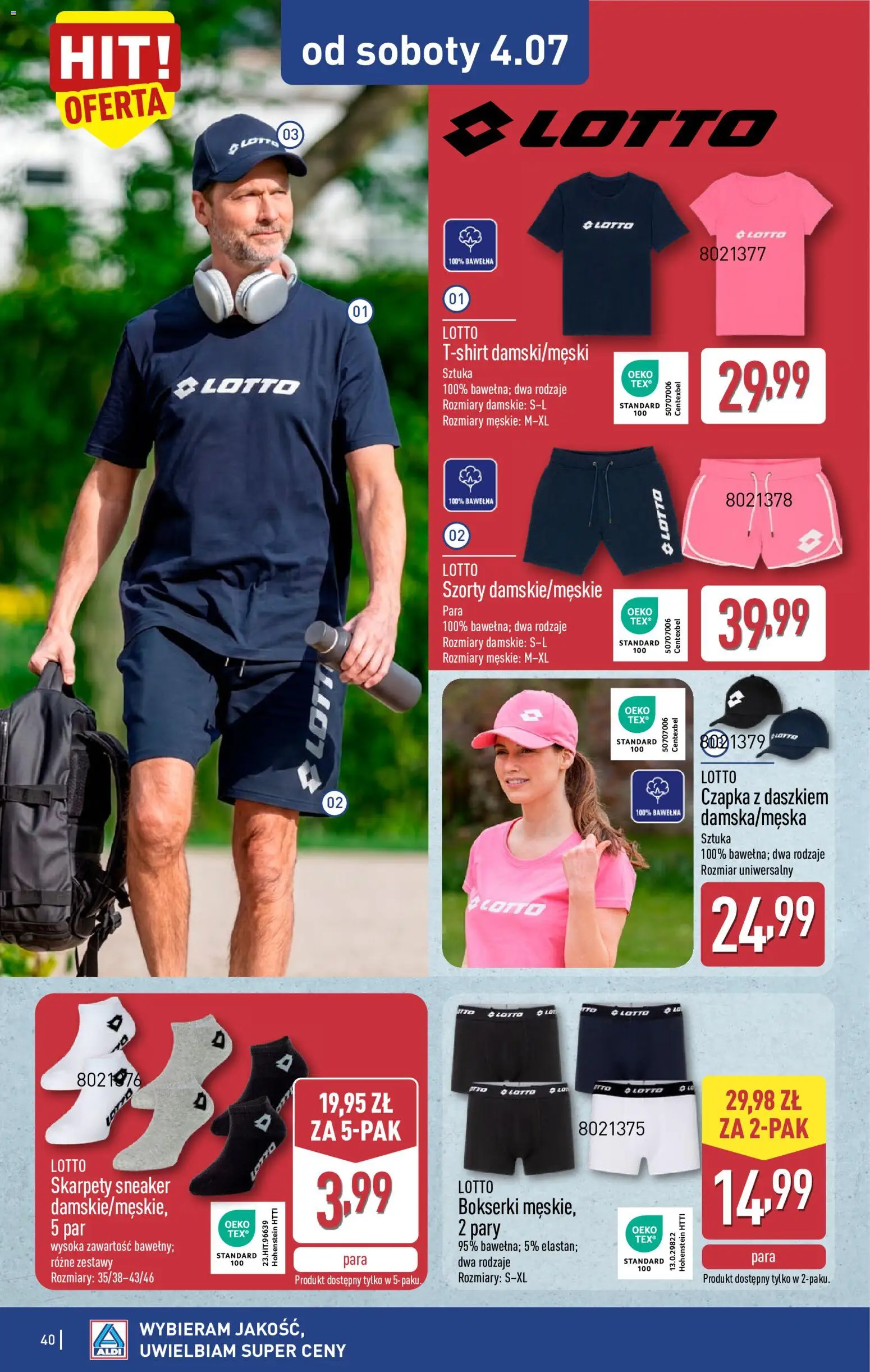 Aldi gazetka od 29.06.2026 | Strona: 40 | Produkty: Szorty, Skarpety, Bokserki, Czapka