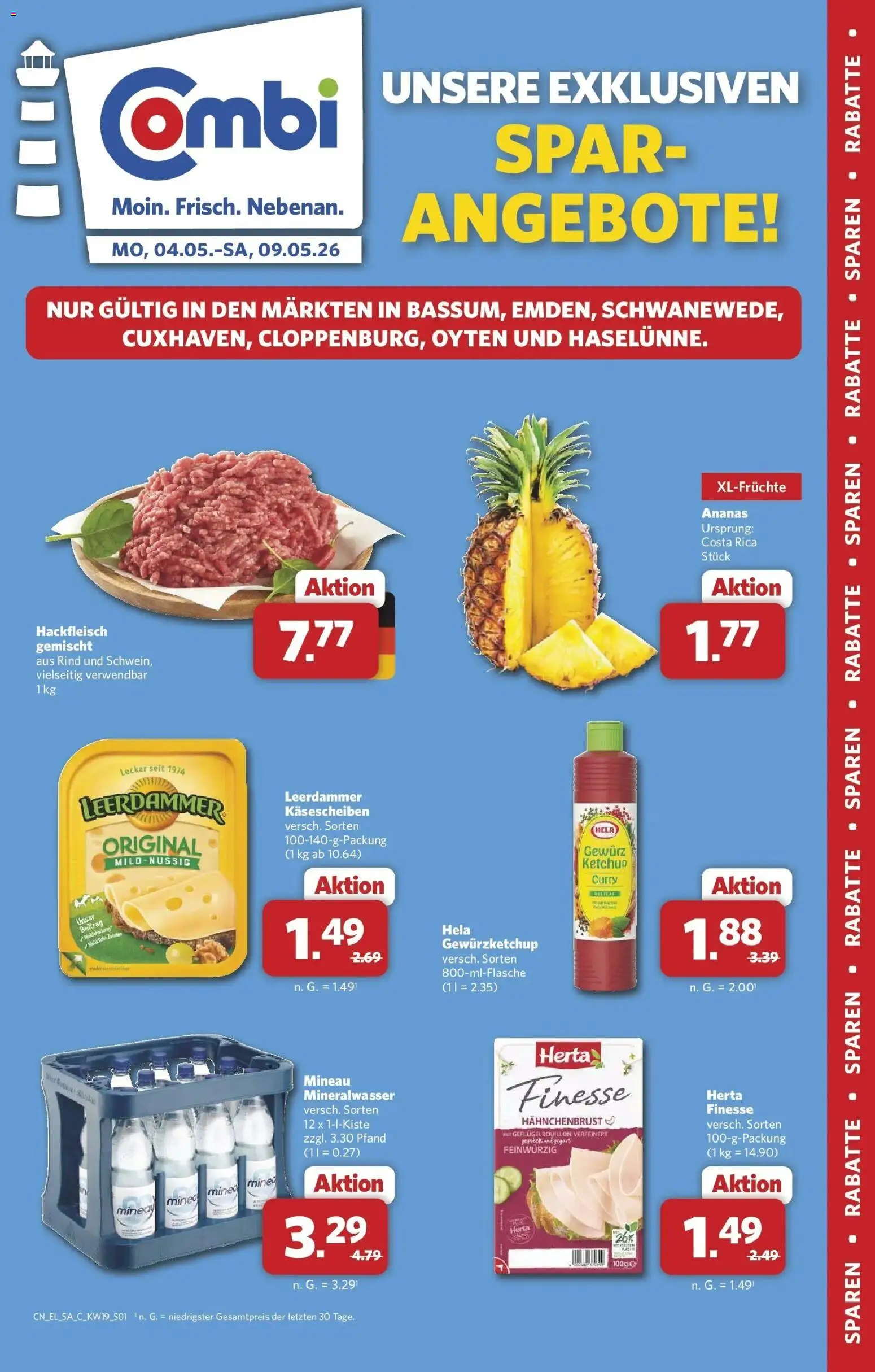 Combi Spar-Angebote – gültig ab 04.05.2026 | Seite: 1 | Produkte: Ananas, Leerdammer, Ketchup, Hahnchenbrust