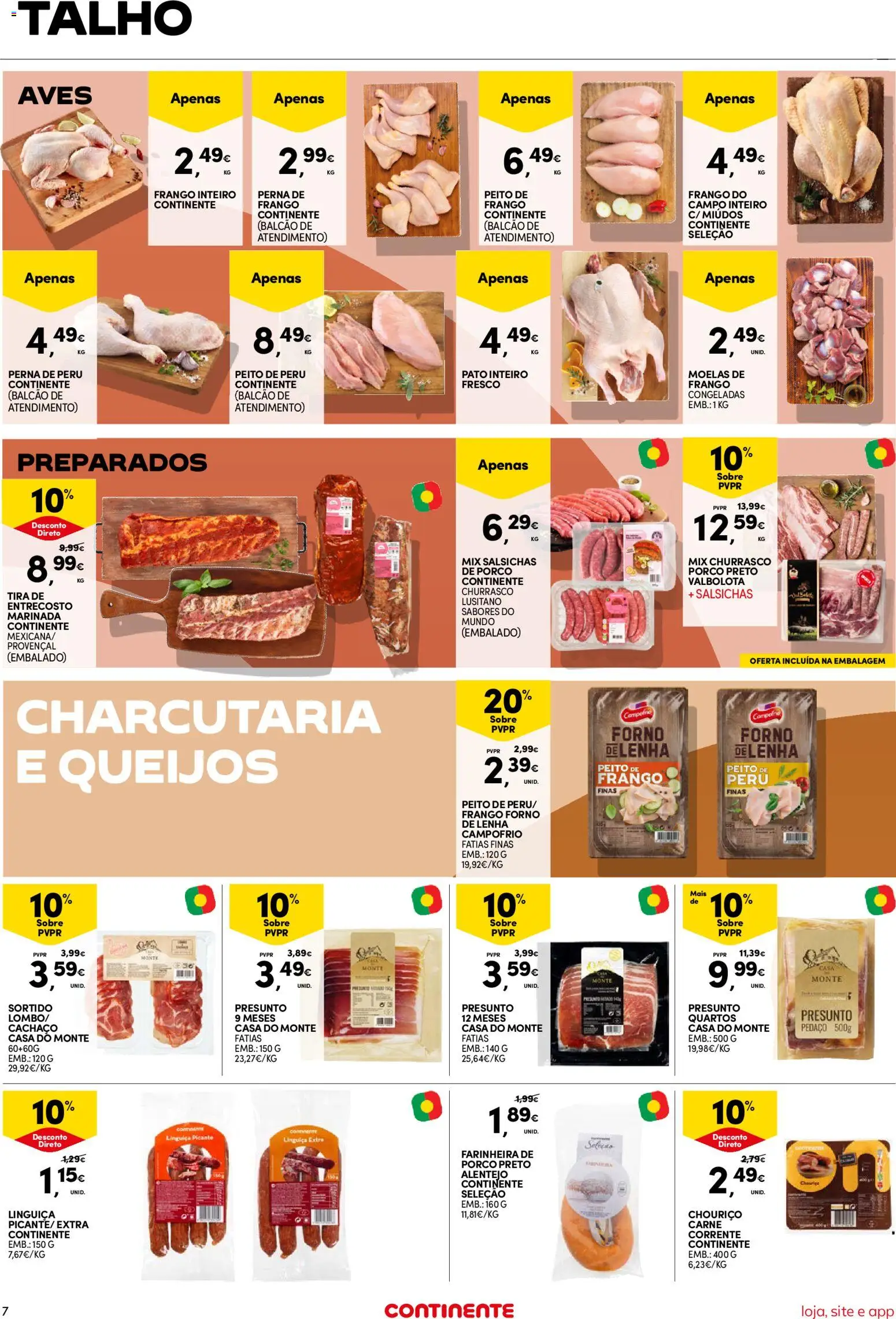 Continente Semanal Continente Bom Dia │ válido de 25/08/2026 | Página: 7 | Produtos: Peito de peru, Pato, Frango inteiro, Moelas