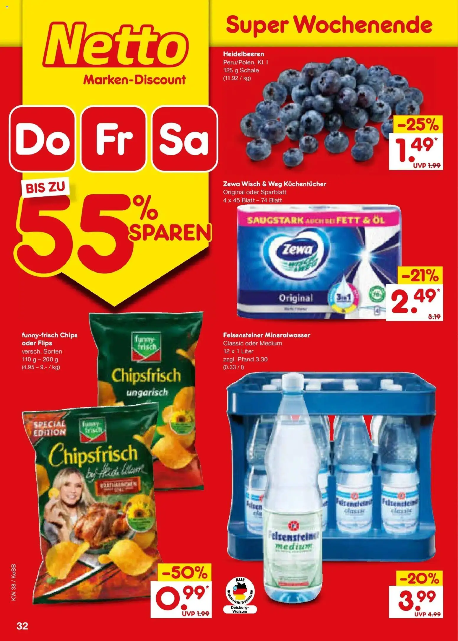 Netto Marken-Discount Prospekt Koblenz – gültig ab 14.09.2026 | Seite: 46 | Produkte: Zewa, Mineralwasser, Heidelbeeren, Chips