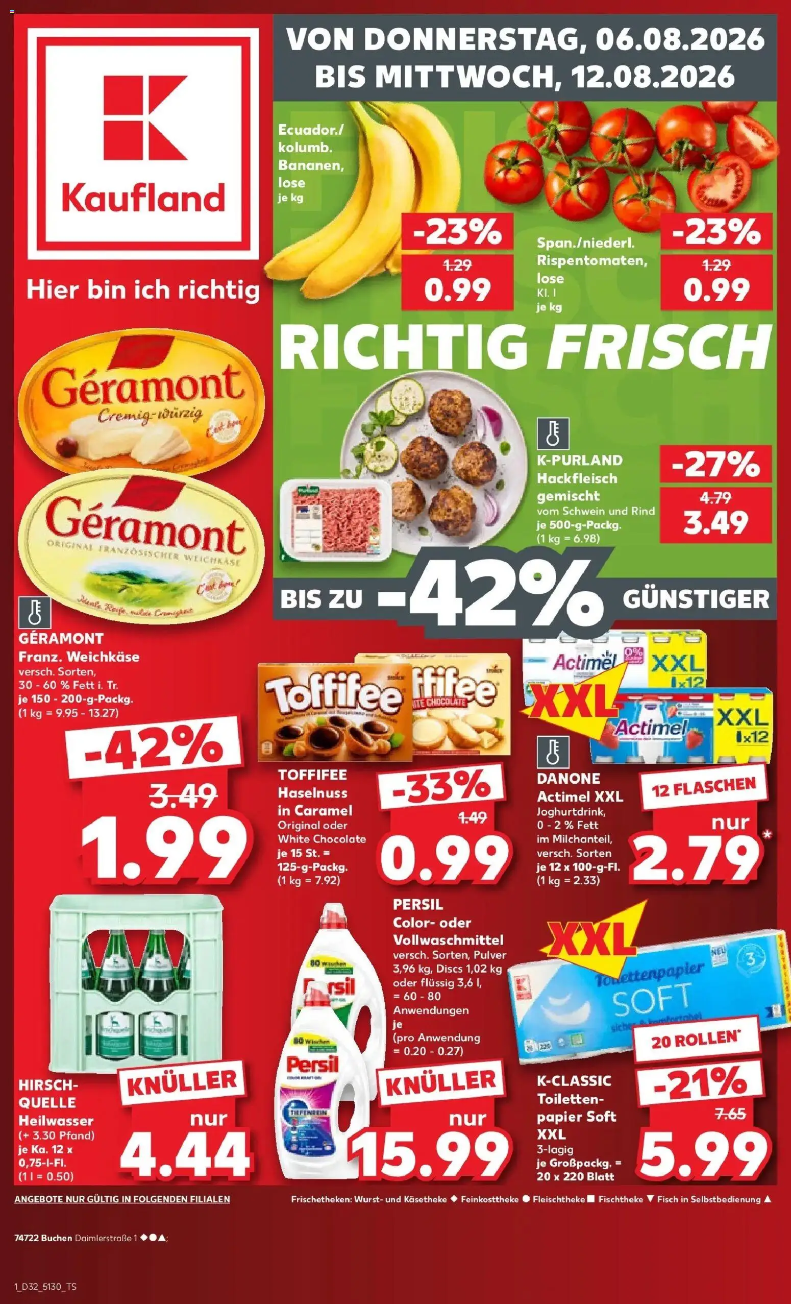 Kaufland Prospekt Buchen – gültig ab 03.08.2026 | Seite: 10 | Produkte: Fisch, Wurst, Toffifee, Hackfleisch