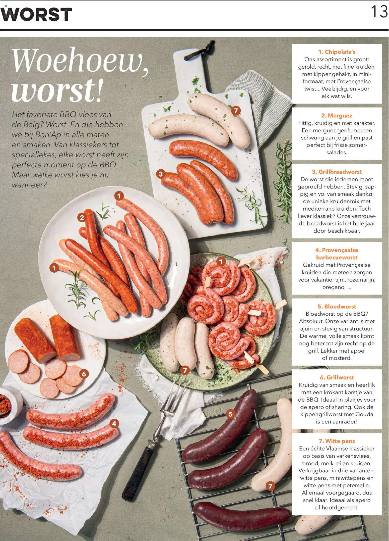 {H1} | Pagina: 13 | Producten: Merguez, Worst, Gouda, Appel
