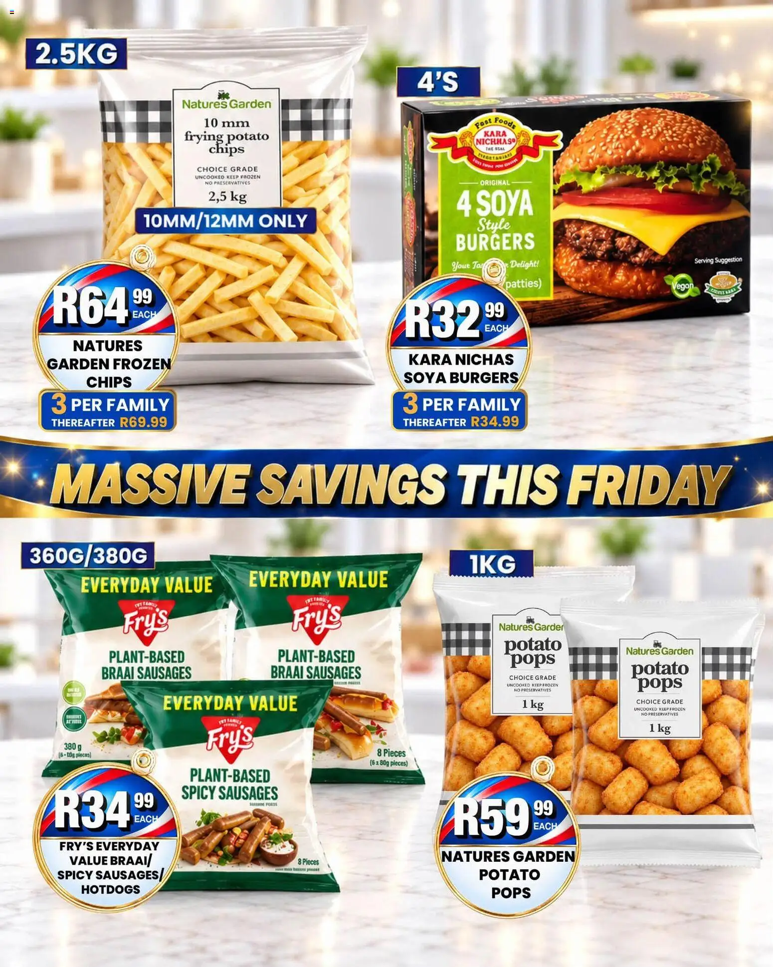 New Take n Pay catalogue – valid from 30/10/2026 | Page: 4 | Products: Sim, Burgers, Chips, Fry's