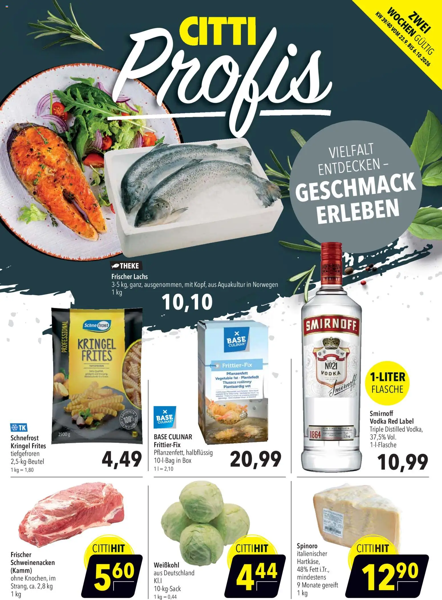 CITTI Markt Aktuelle Angebote für Profis – gültig ab 23.09.2026 | Seite: 1 | Produkte: Theke, Box, Schweinenacken, Lachs