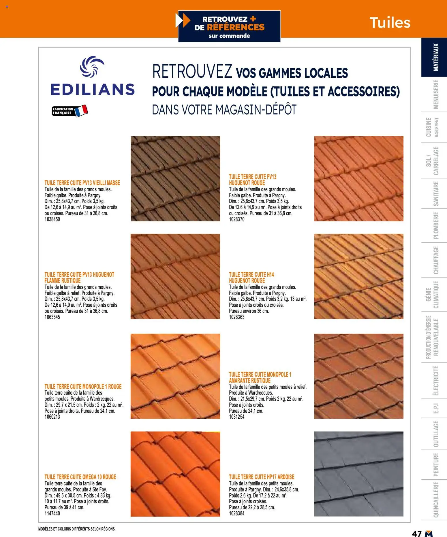 {H1} | Page: 47 | Produits: Tuile, Poids
