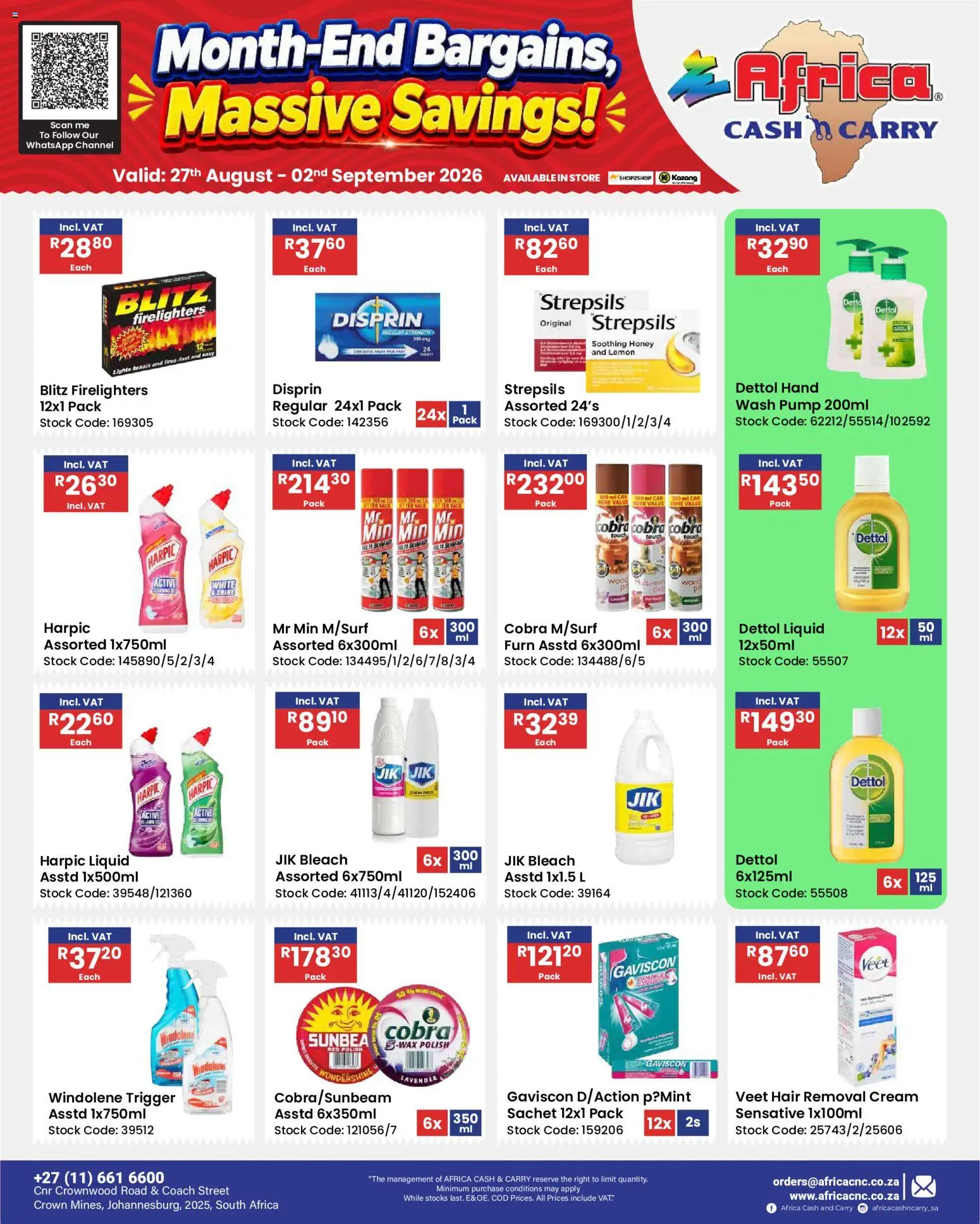 New Africa Cash & Carry catalogue – valid from 27/08/2026 | Page: 80 | Products: Bleach, Cream, Stock, Lemon