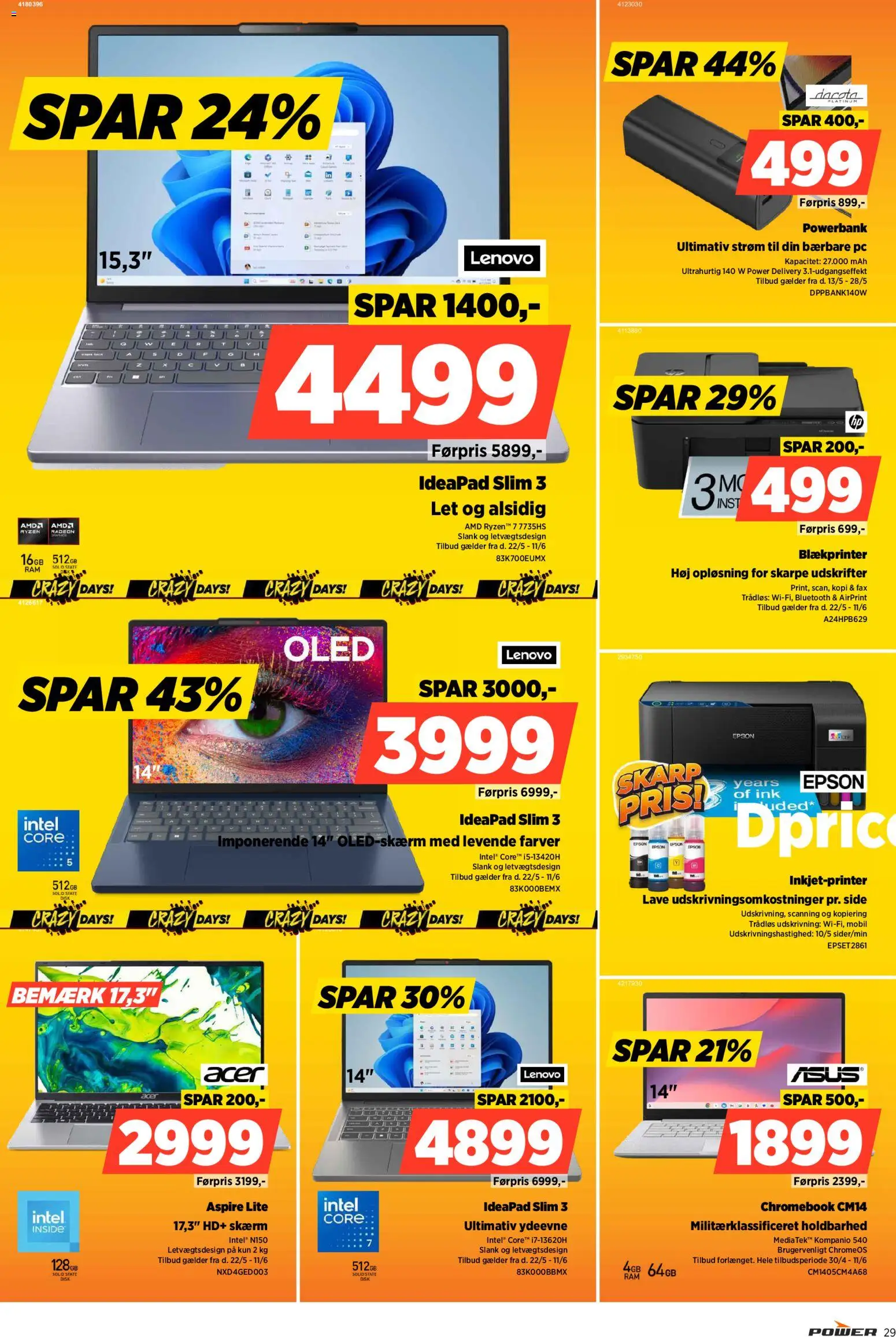 Power tilbudsavis – gyldig fra 22.05.2026 | Side: 29 | Produkter: Powerbank, Skærm, Disk, PC