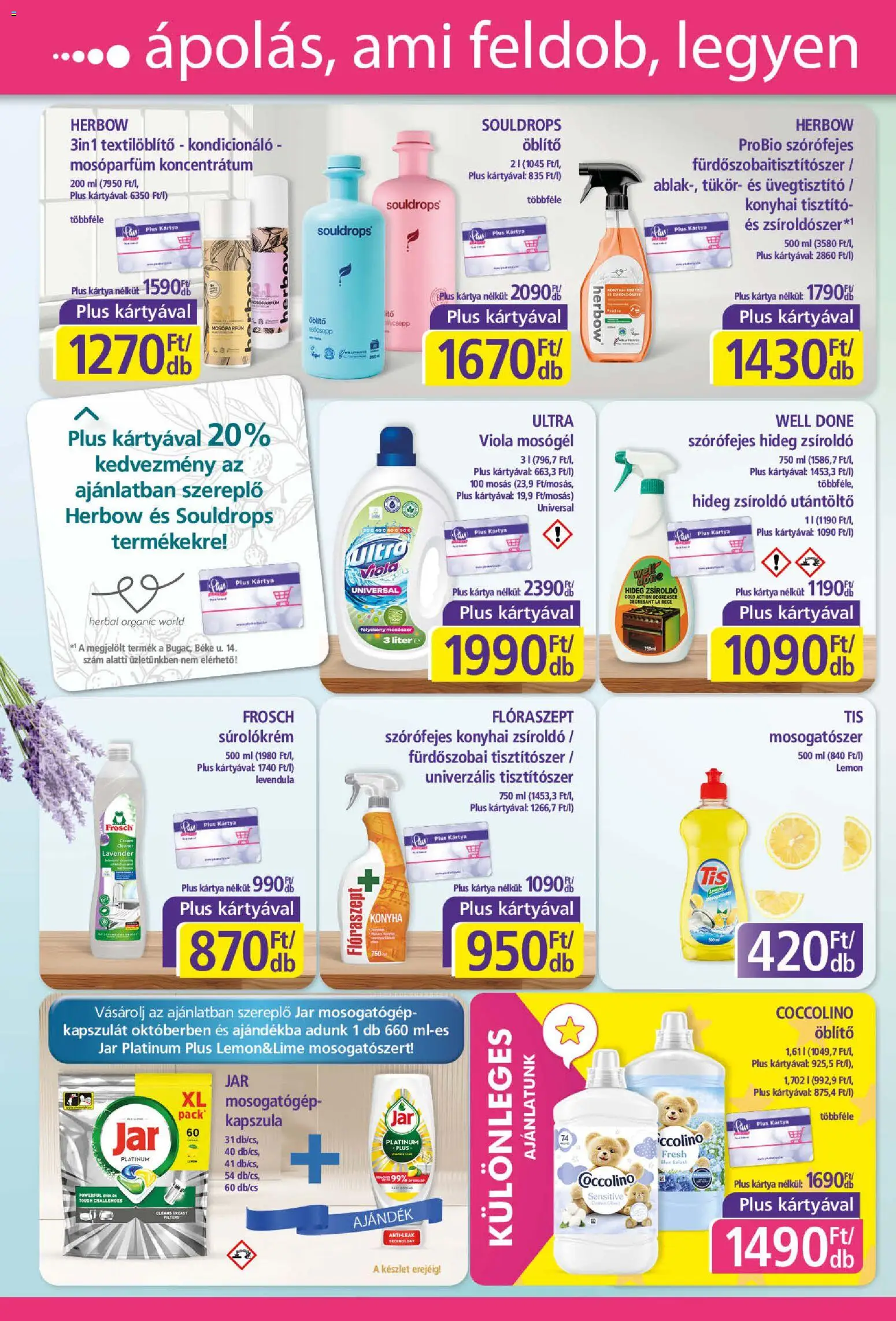 Plus Market akciós ujság - amely érvényes a következő dátumtól: 2026.10.08. | Oldal: 4 | Termékek: Kapszula, Coccolino, Öblítő, Kondicionáló