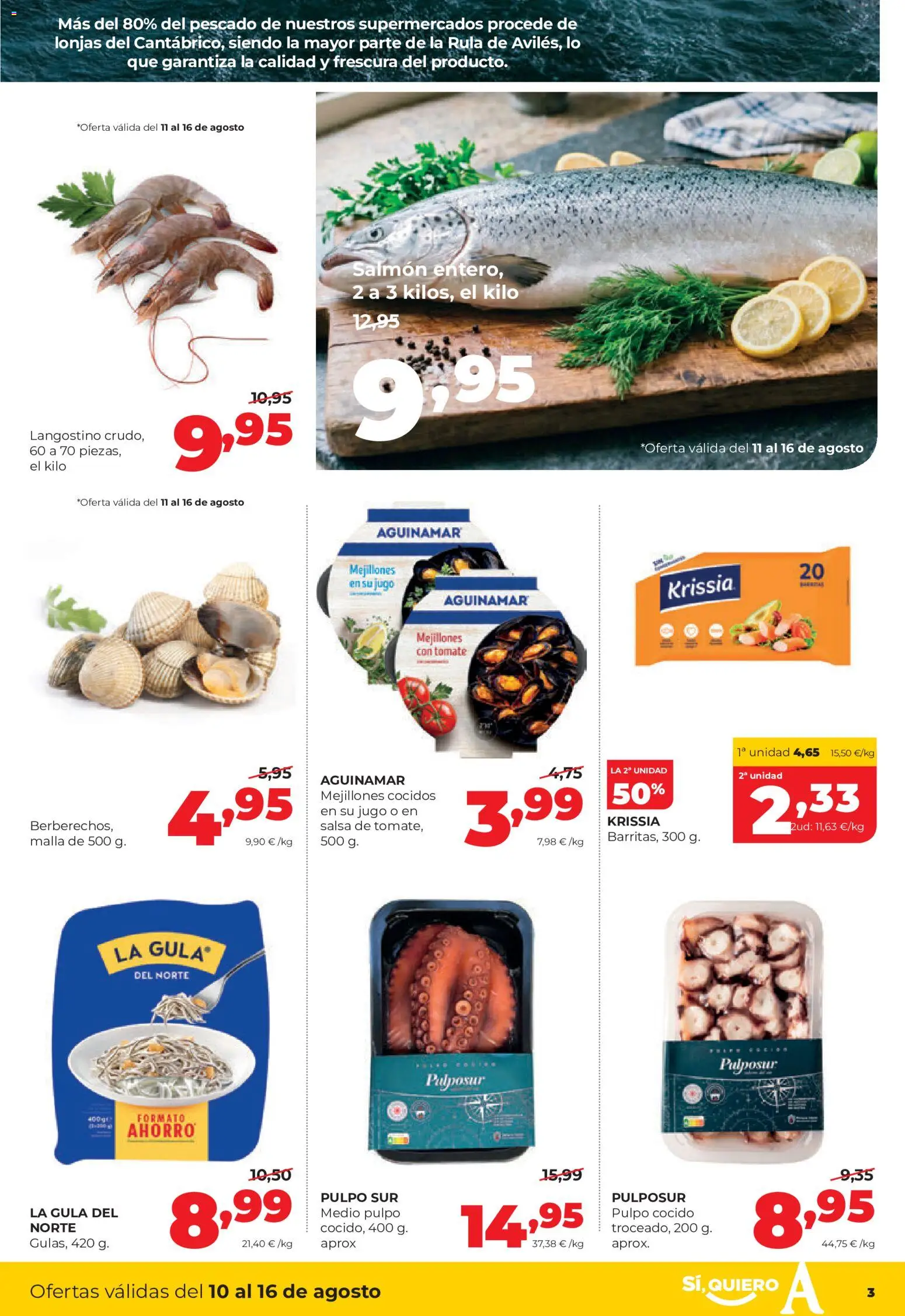 Alimerka folleto │ válido desde el 10/08/2026 | Página: 3 | Productos: Tomate, Pescado, Salmón, Langostino
