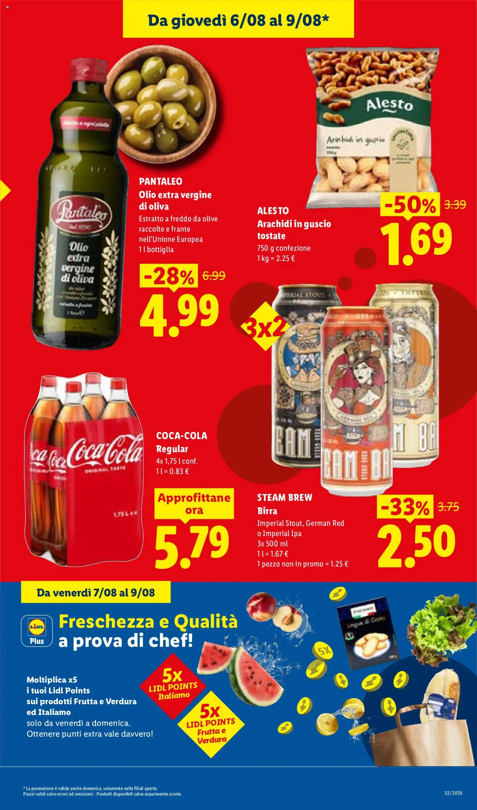 Volantino Lidl del 06/08/2026 | Pagina: 3 | Prodotti: Birra, Frutta, Olio, Olive