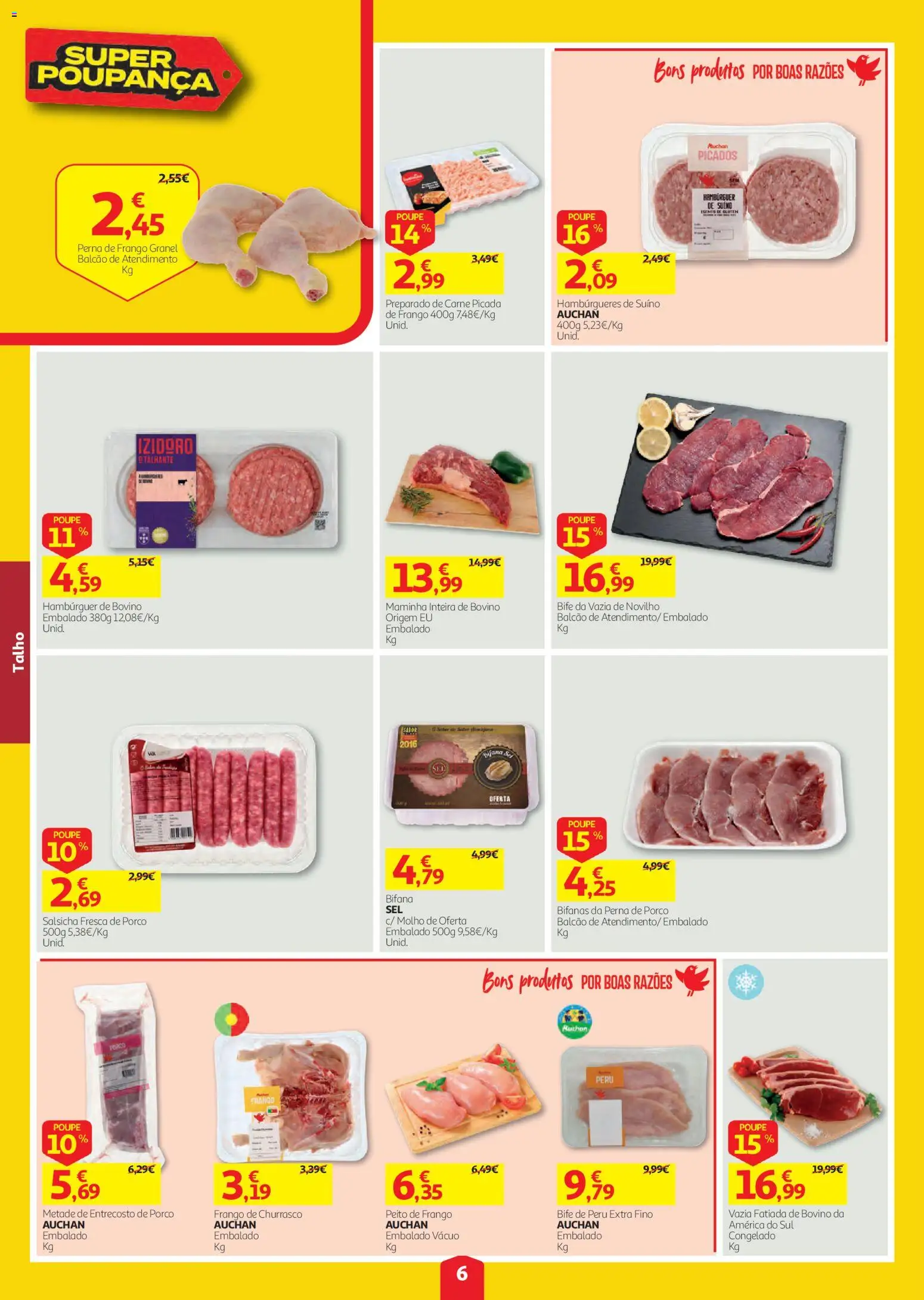 Auchan folheto │ válido de 01/10/2026 | Página: 6 | Produtos: Frango, Perna de porco, Carne picada, Salsicha