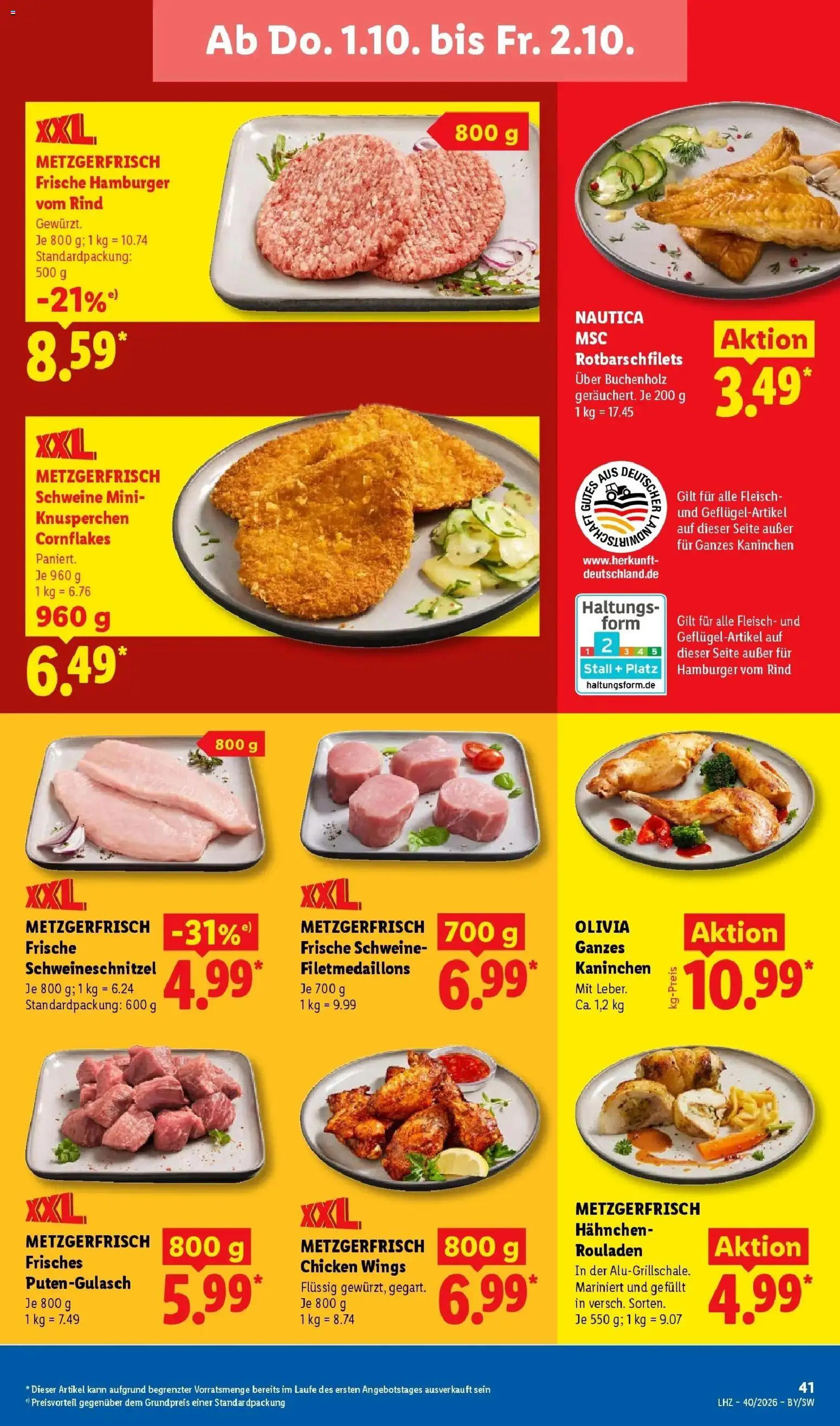 Lidl Prospekt Ottobrunn (ab 28.09.2026) zum Blättern » Angebote | Seite: 59 | Produkte: Hahnchen, Cornflakes, Kaninchen, Fleisch