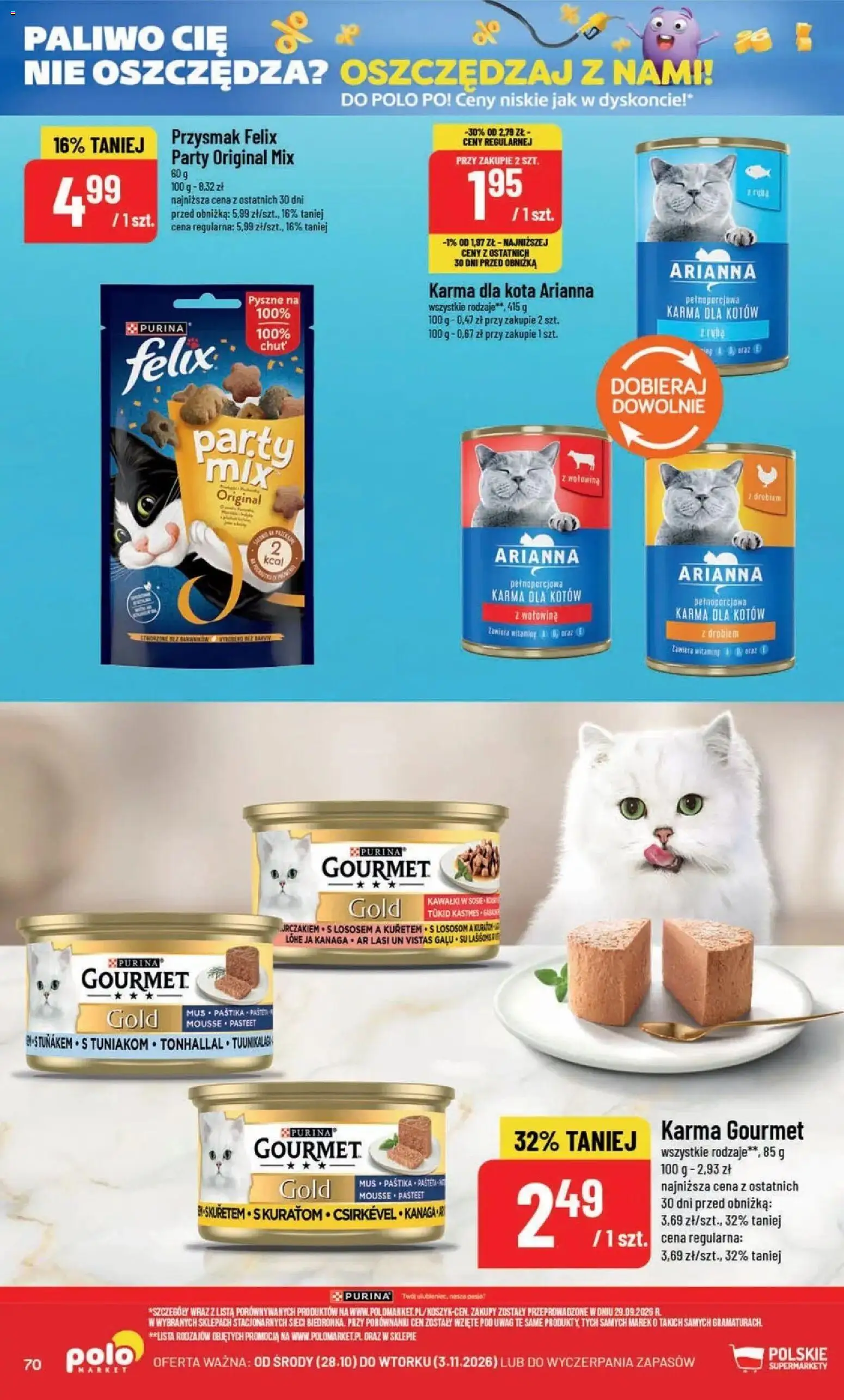 POLOmarket aktualna gazetka od 28.10.2026 | Strona: 70 | Produkty: Karma dla kotów, Karma dla kota, Wołowina, Karma