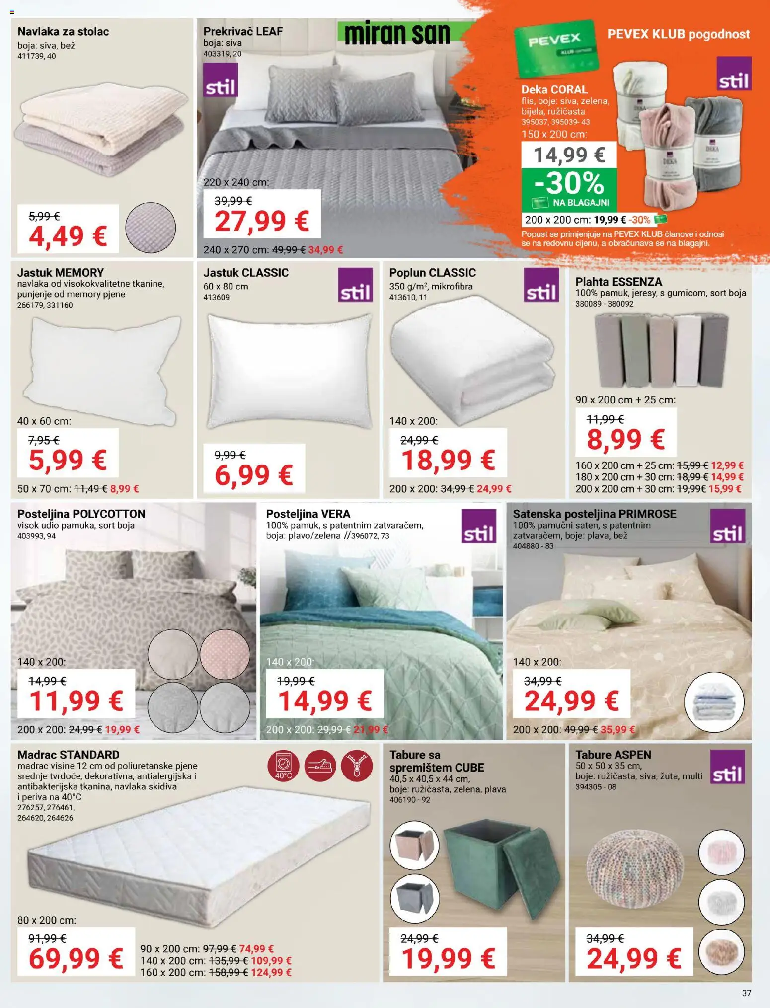 Pevex katalog | vrijedi od 27.08.2026 | Stranica: 37 | Proizvodi: Plahta, Posteljina, Tabure, Poplun