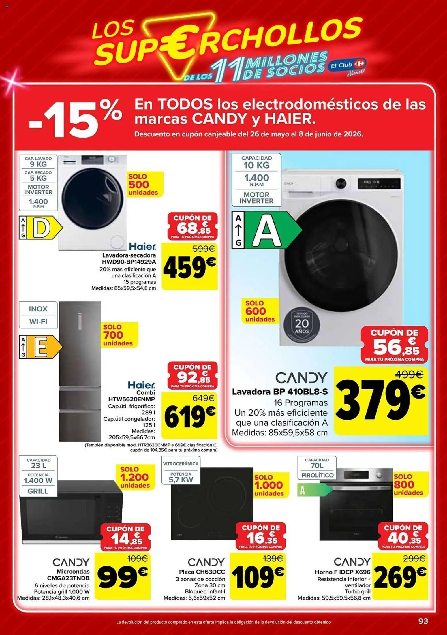 Carrefour folleto │ válido desde el 12.05.2026 | Página: 93 | Productos: Congelador, Lavadora, Horno, Ventilador