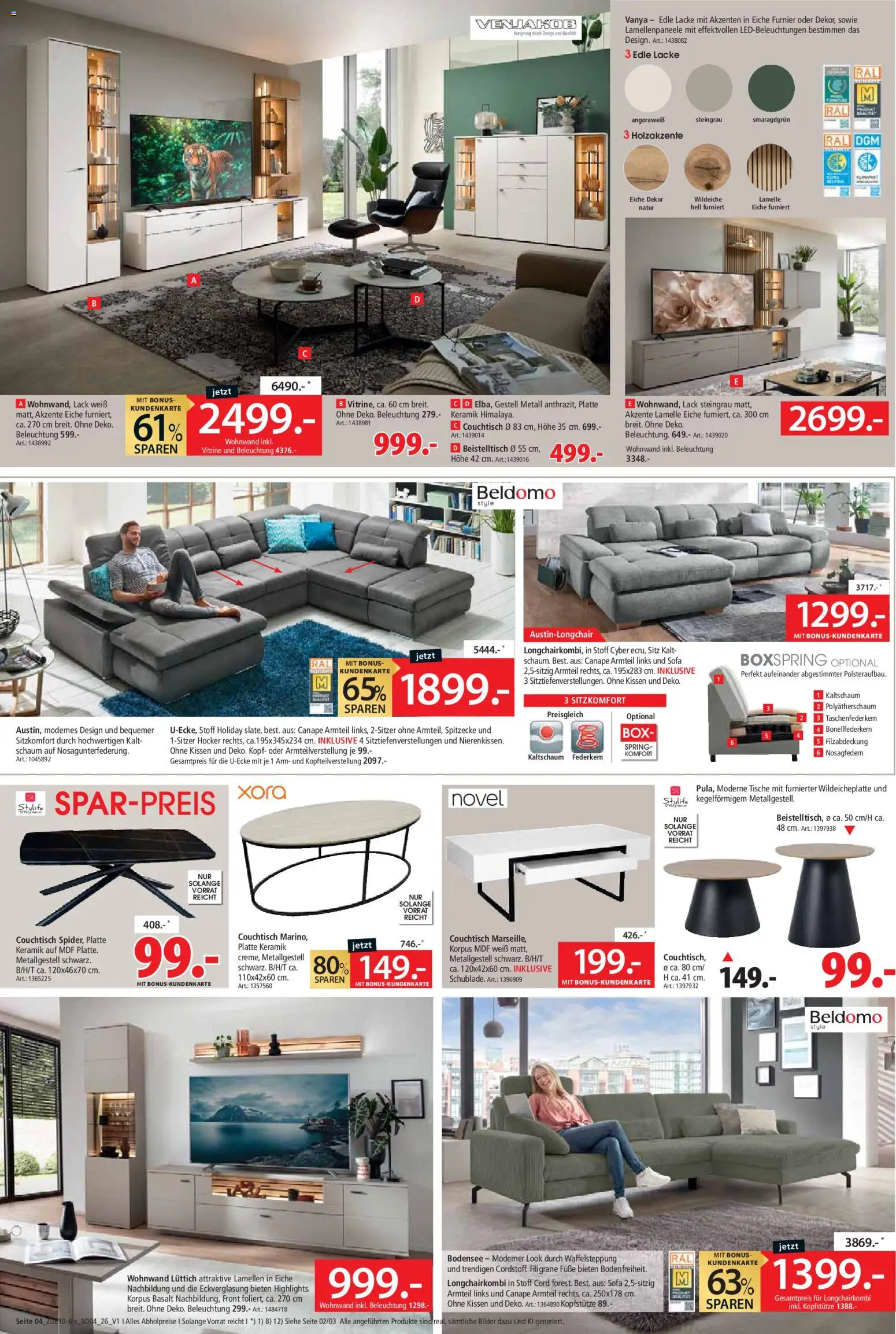 Zurbrüggen Red shopping week – gültig ab 16.10.2026 | Seite: 4 | Produkte: Wohnwand, Kissen, Vitrine, Sofa