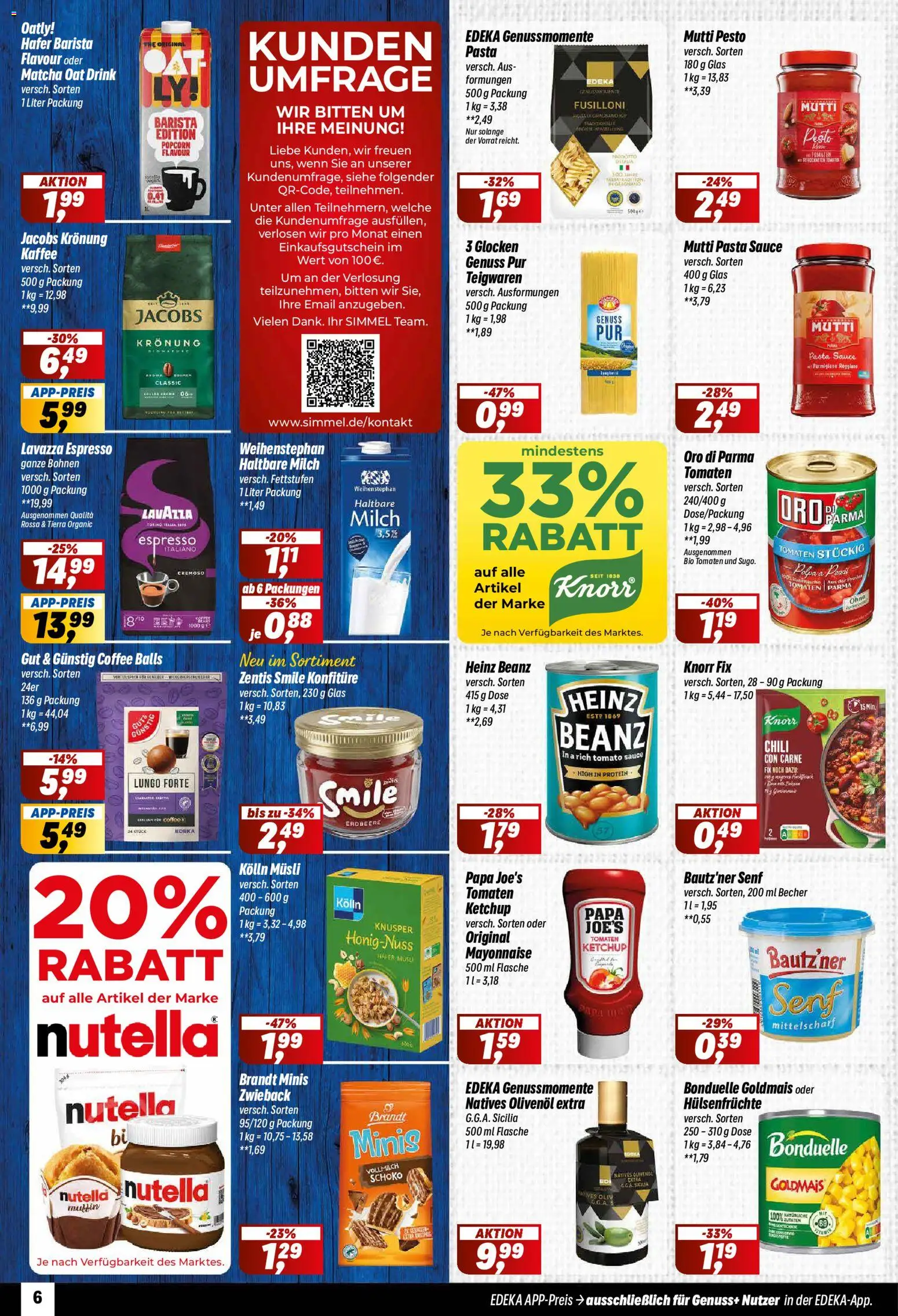 Simmel Prospekt – gültig ab 03.08.2026 | Seite: 6 | Produkte: Knorr fix, Haltbare milch, Knorr, Pasta