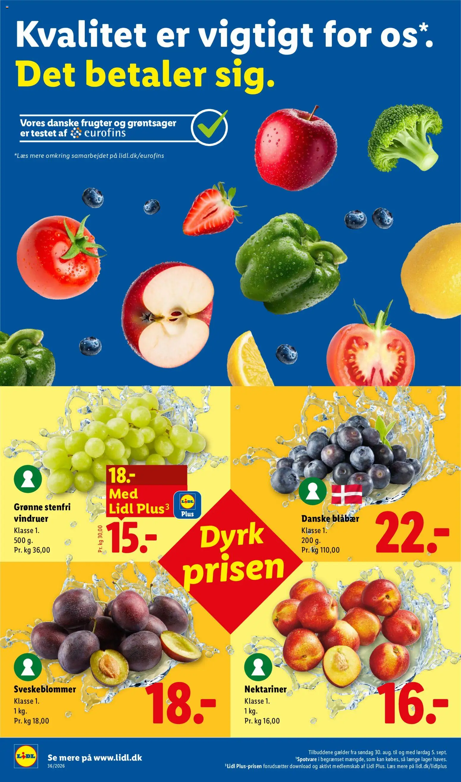 Lidl tilbudsavis – gyldig fra 30/08/2026 | Side: 6 | Produkter: Blåbær, Vindruer, Nektariner, Søm
