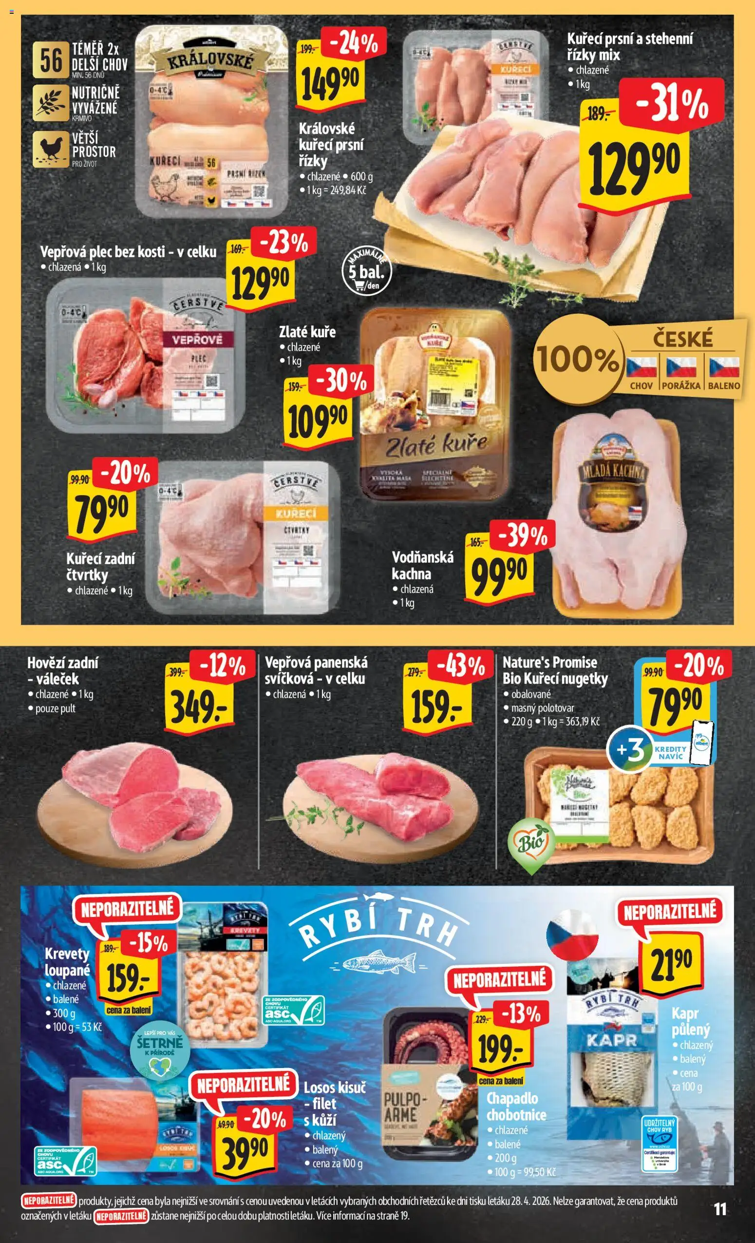 Albert leták - Hypermarket - Nymburk od 06.05.2026 | Strana: 19 | Produkty: Nugetky, Filet, Kuře chlazené, Kapr