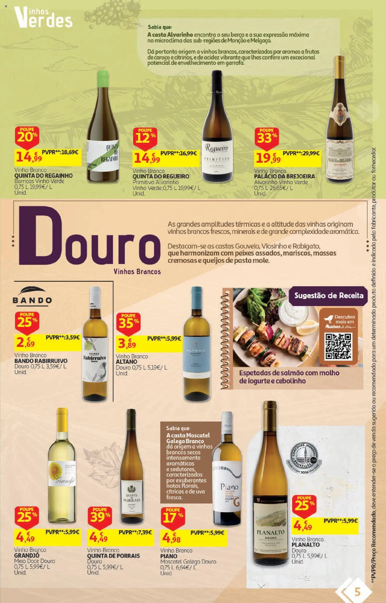 Auchan folheto - Vinhos │ válido de 22/09/2026 | Página: 5 | Produtos: Salmão, Iogurte, Vinho, Berço