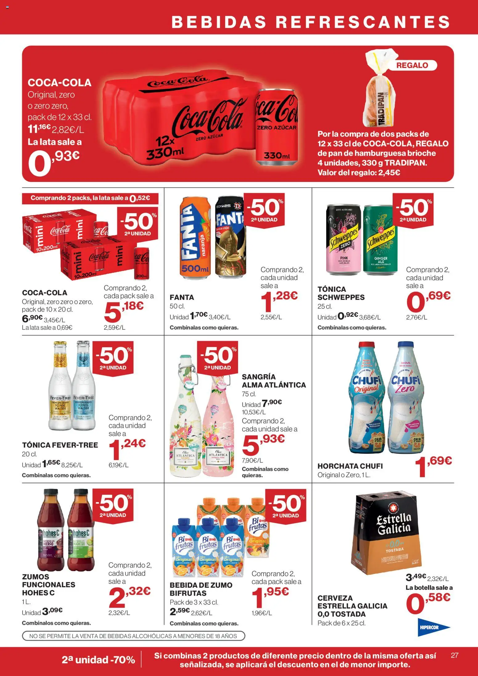 Hipercor catálogo │ válido desde el 21.05.2026 | Página: 27 | Productos: Pan, Cerveza, Pan de hamburguesa, Σοκολατούχο γάλα