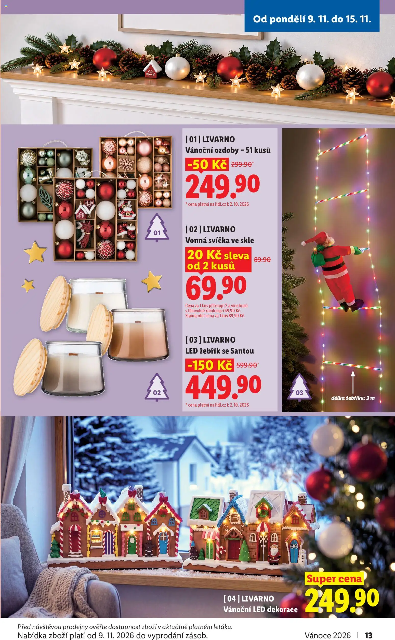 Lidl leták - Vánoční inspirace 2026 od 19.10.2026 | Strana: 13 | Produkty: Žebřík, Svíčka, LED, Dekorace