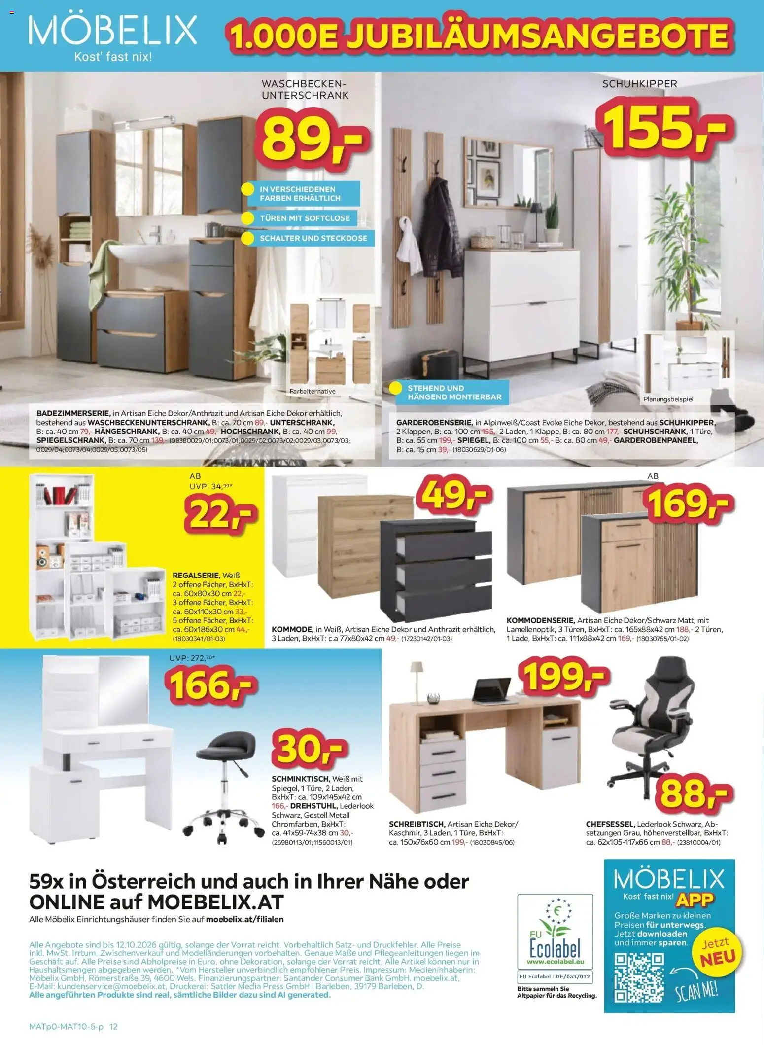 Möbelix - 37. Jubiläum von 06.10.2026 - Aktuelle Angebote | Seite: 12 | Produkte: Steckdose, Waschbecken