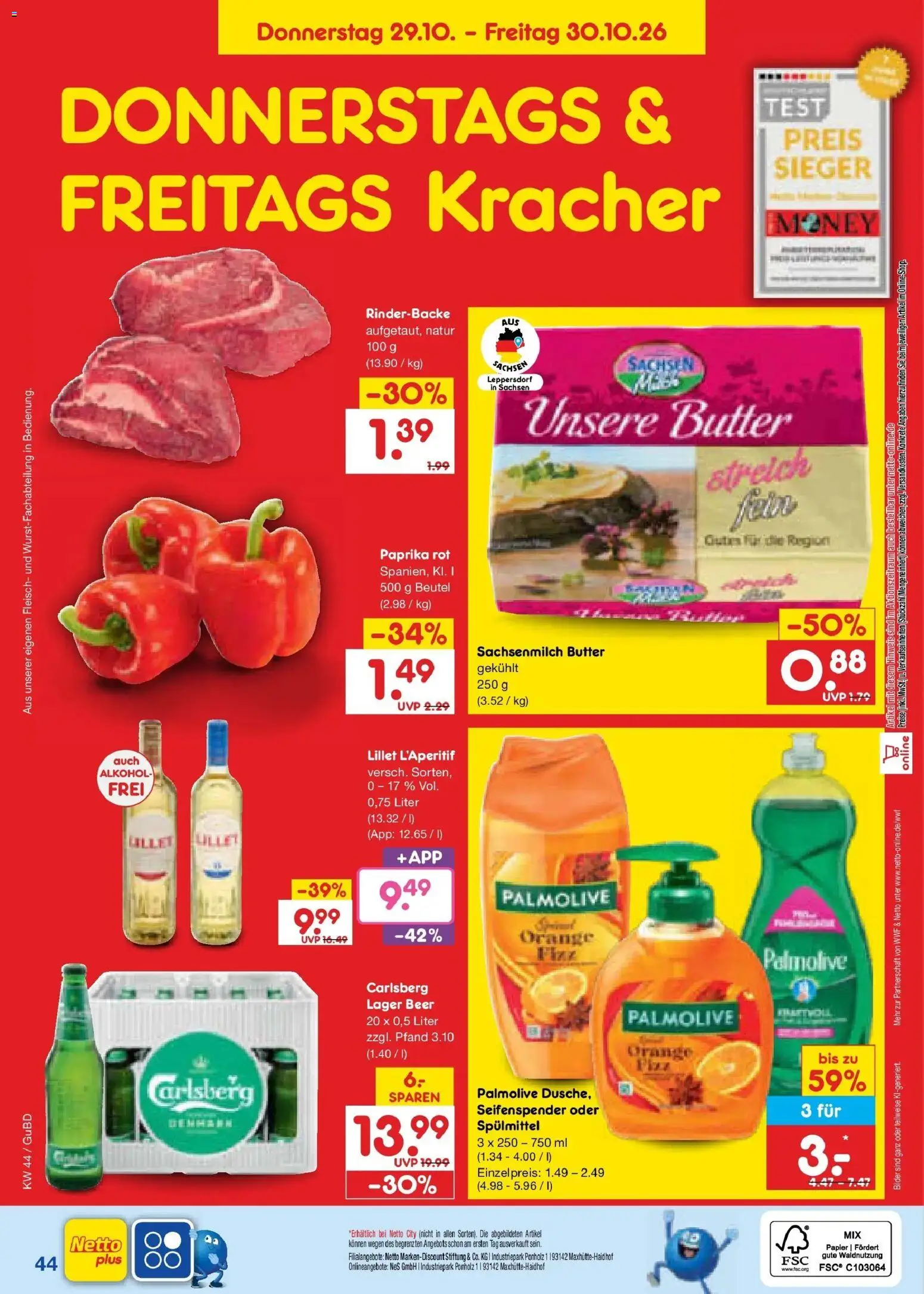 Netto Marken-Discount Prospekt Augustusburg – gültig ab 26.10.2026 | Seite: 62 | Produkte: Carlsberg, Seifenspender, Bilder, Fleisch