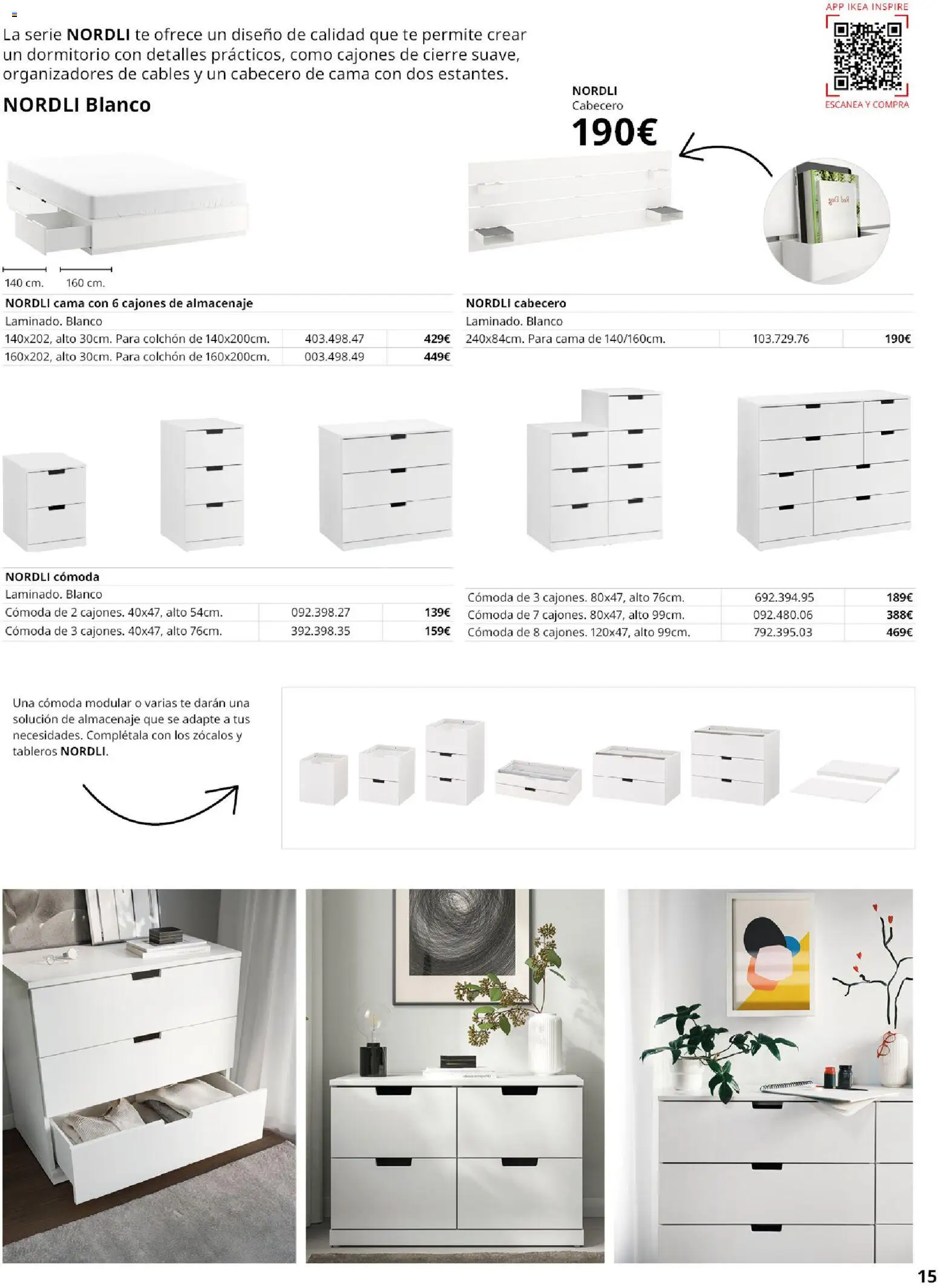 IKEA - Muebles para el dormitorio │ válido desde el 01/09/2026 | Página: 15 | Productos: Cómoda, Té, Colchon, Cama
