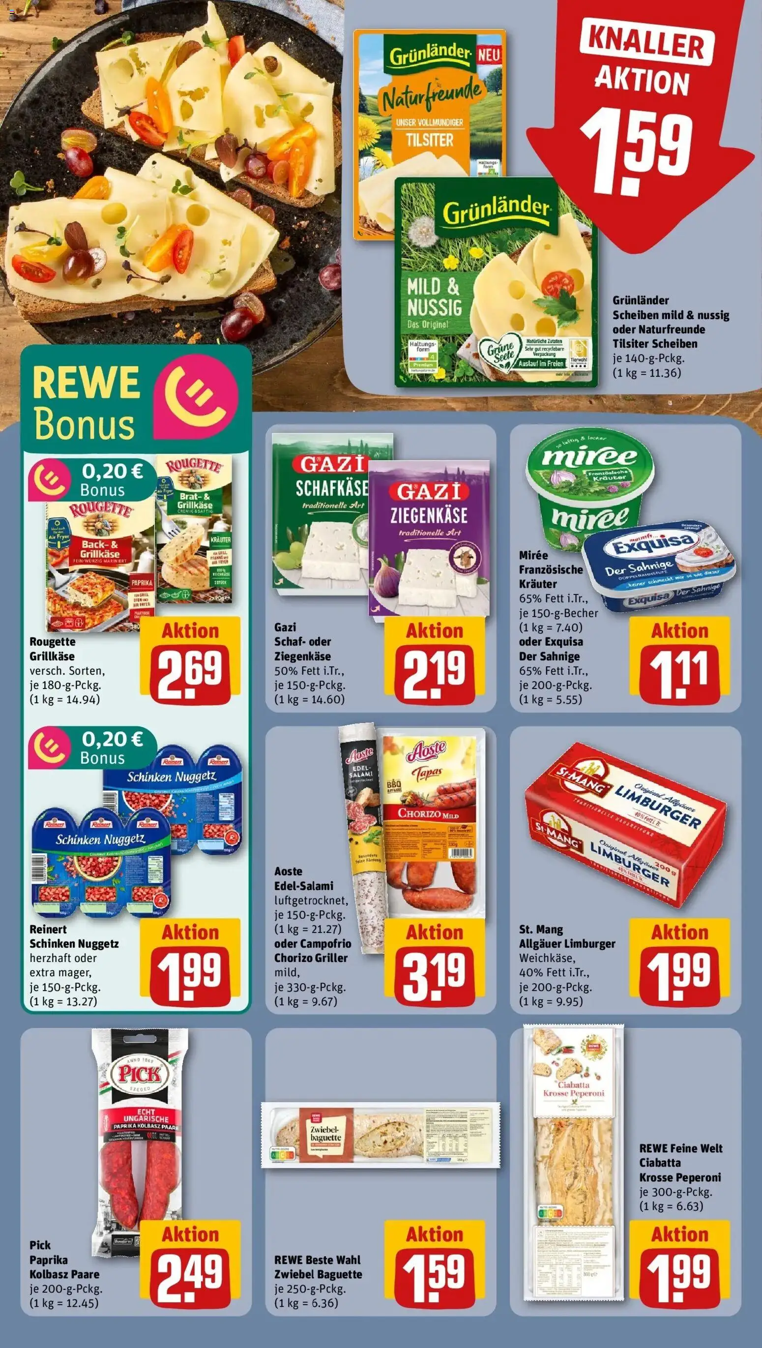 Rewe Prospekt Saarbrücken / Klarenthal	 – gültig ab 12.04.2026 | Seite: 14 | Produkte: Ziegenkäse, Exquisa, Paprika, Salami