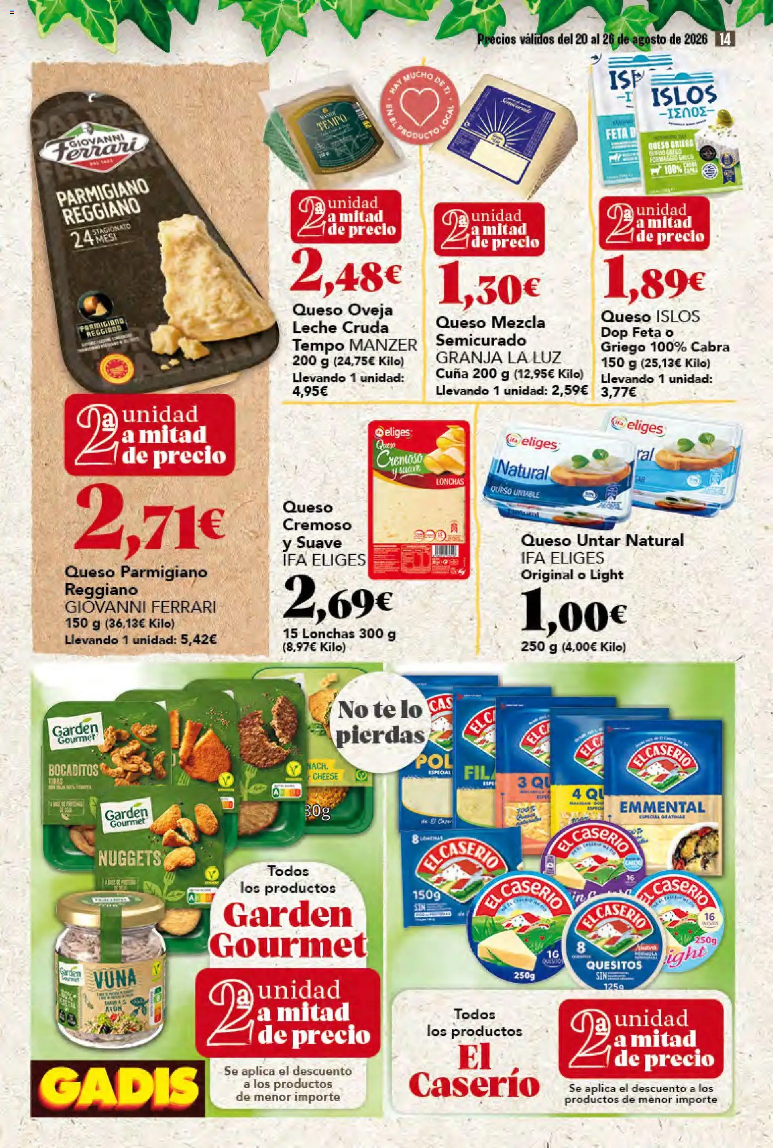 Gadis folleto │ válido desde el 20/08/2026 | Página: 14 | Productos: Untable, Queso, Cuna, Nuggets