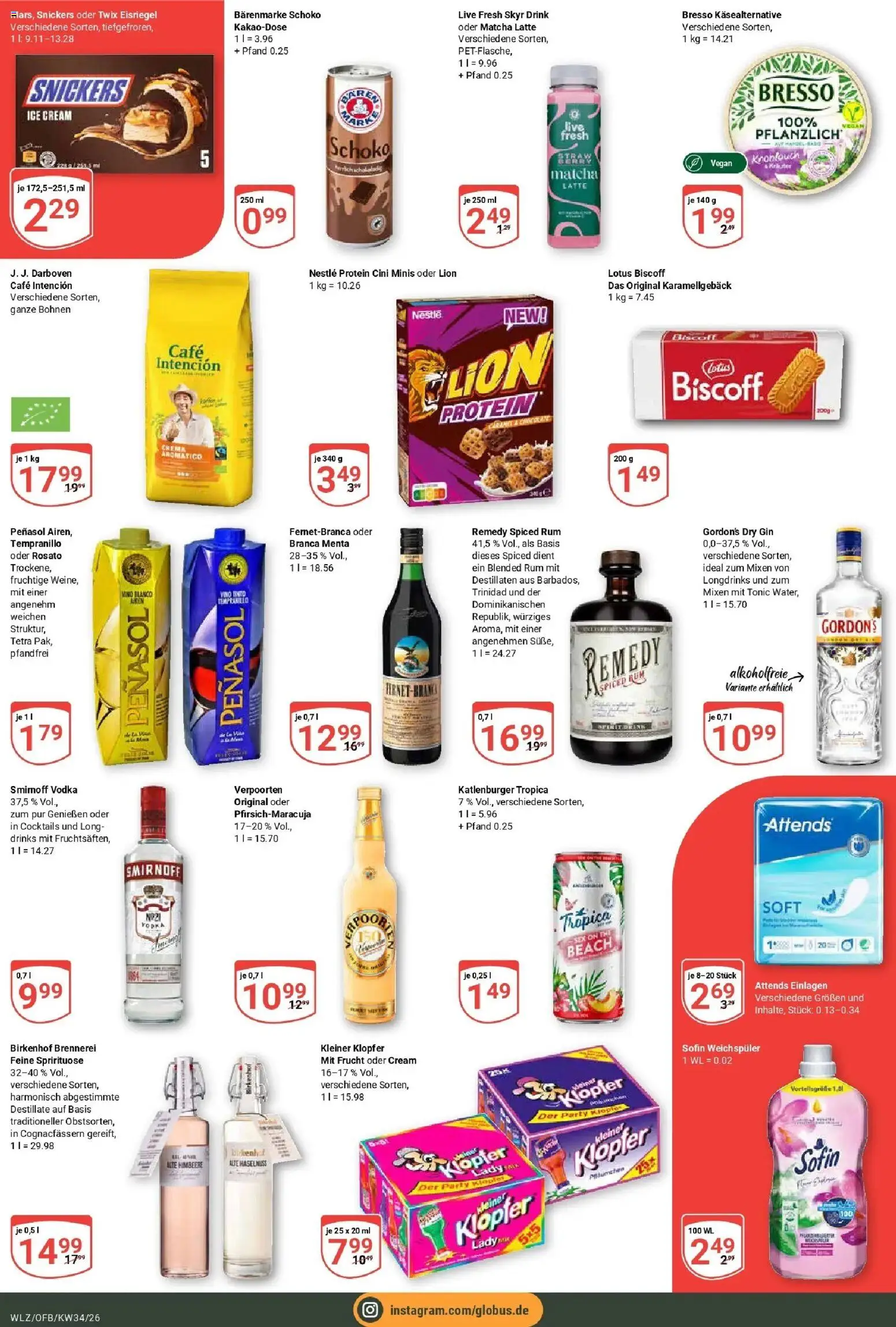 Globus Prospekt Weischlitz (ab 17.08.2026) » Angebote online | Seite: 7 | Produkte: Snickers, Smirnoff, Gin, Cini Minis