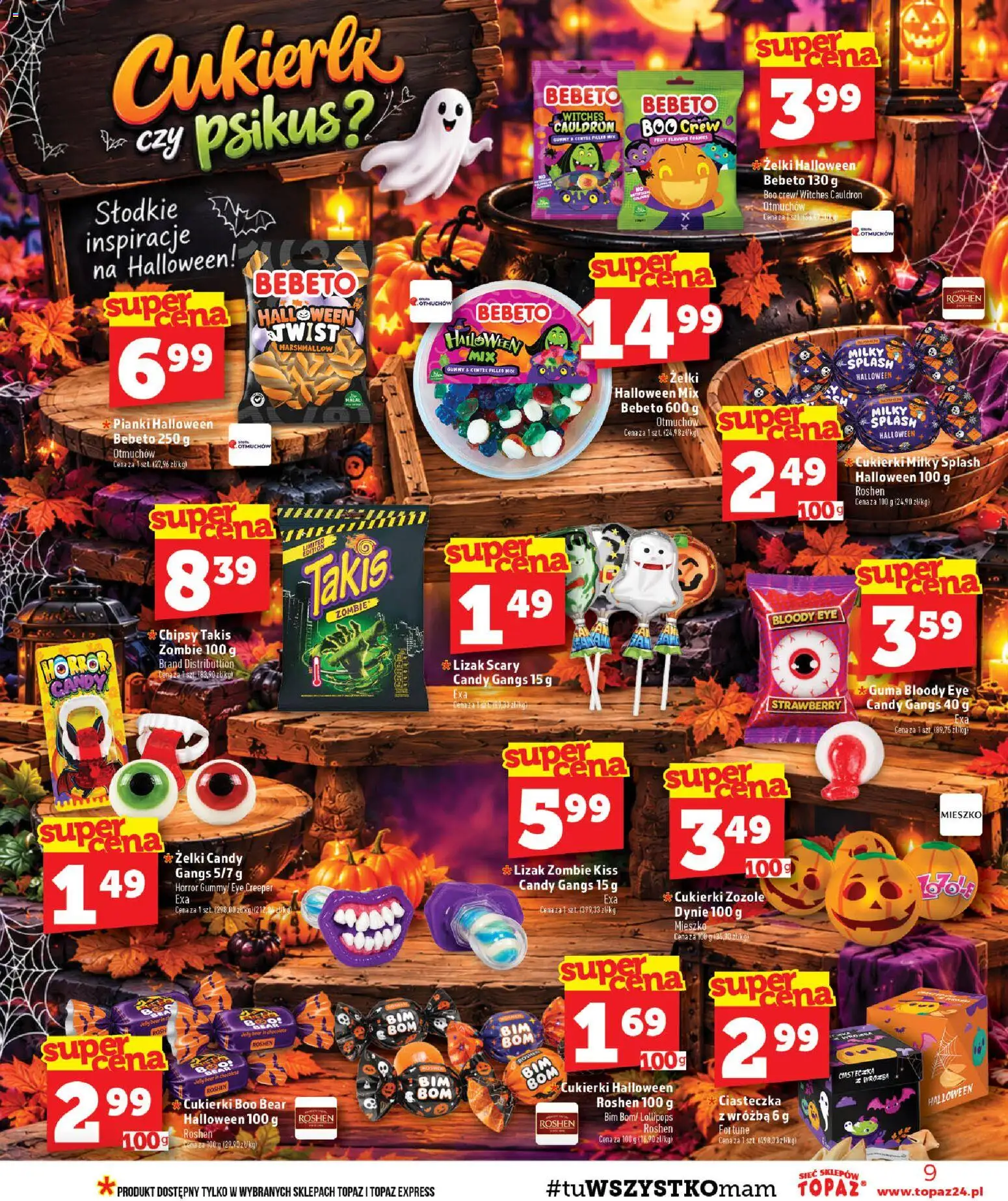 Topaz gazetka - MAZ od 15.10.2026 | Strona: 9 | Produkty: Cukierki zozole, Żelki candy, Żelki, Ciasteczka