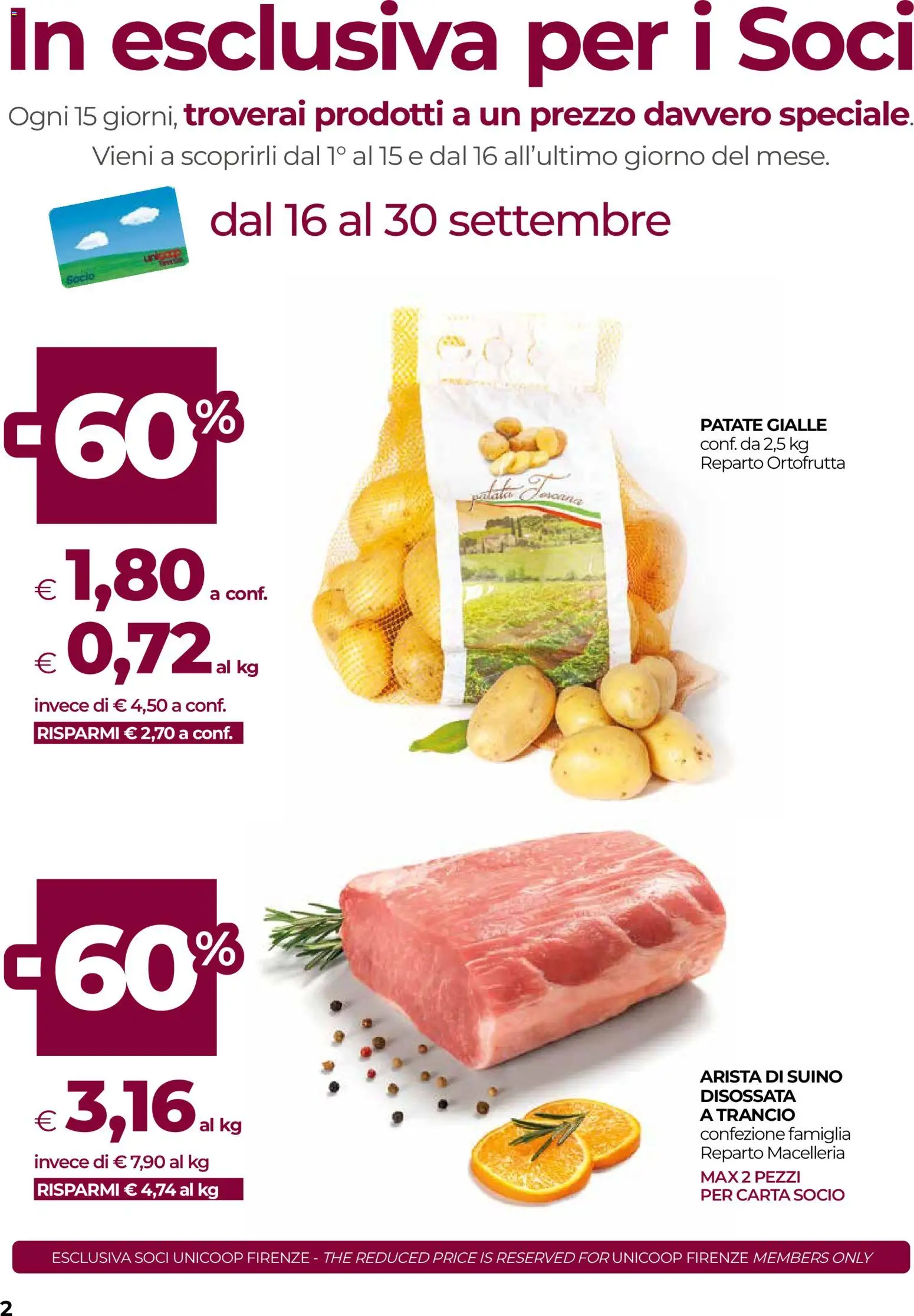 Volantino COOP del 17/09/2026 | Pagina: 2 | Prodotti: Patate, Suino, The