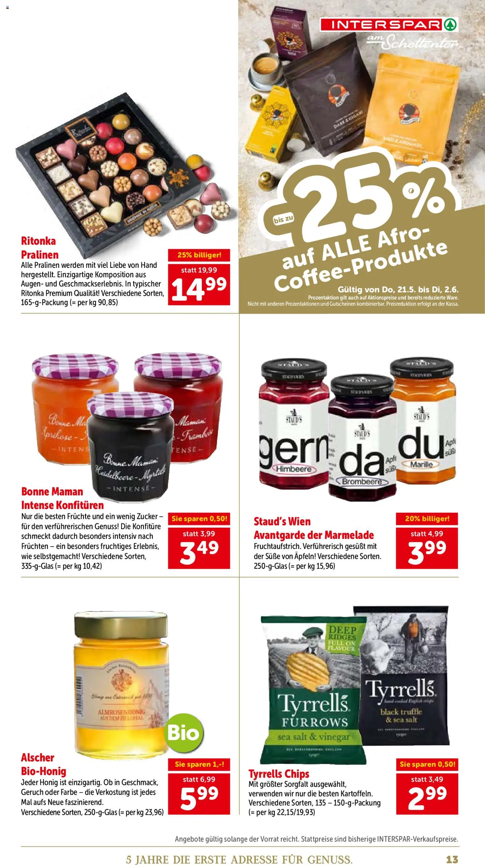 Interspar 5 Jahre am Schottentor gültig ab 21.05.2026 | Seite: 13 | Produkte: Chips, Zucker, Himbeere