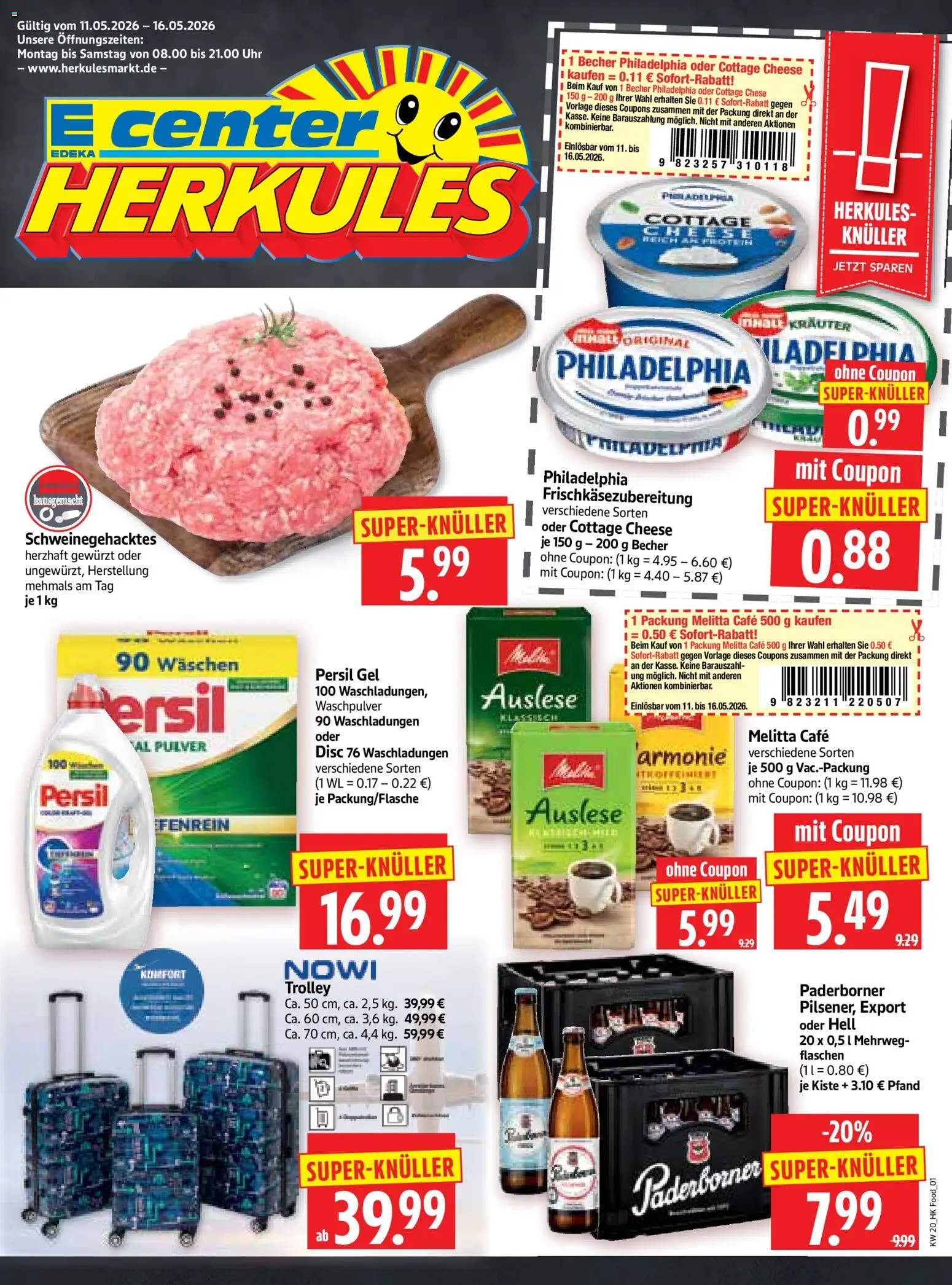 HERKULES Prospekt 	 – gültig ab 11.05.2026 | Seite: 1 | Produkte: Melitta, Philadelphia, Persil gel, Uhr
