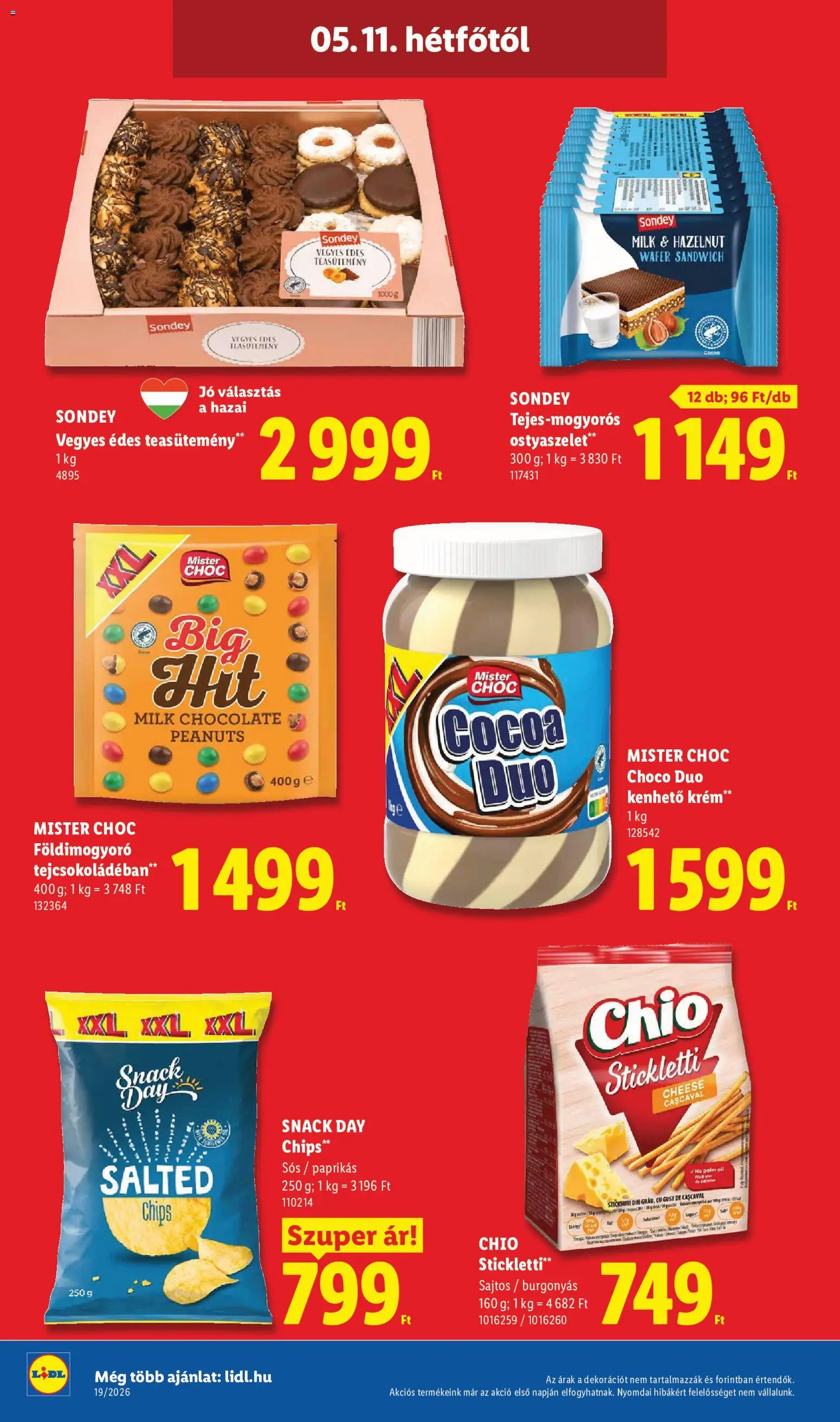 Lidl akciós ujság - amely érvényes a következő dátumtól: 07.05.2026 | Oldal: 72 | Termékek: Chips, Ostyaszelet, Földimogyoró