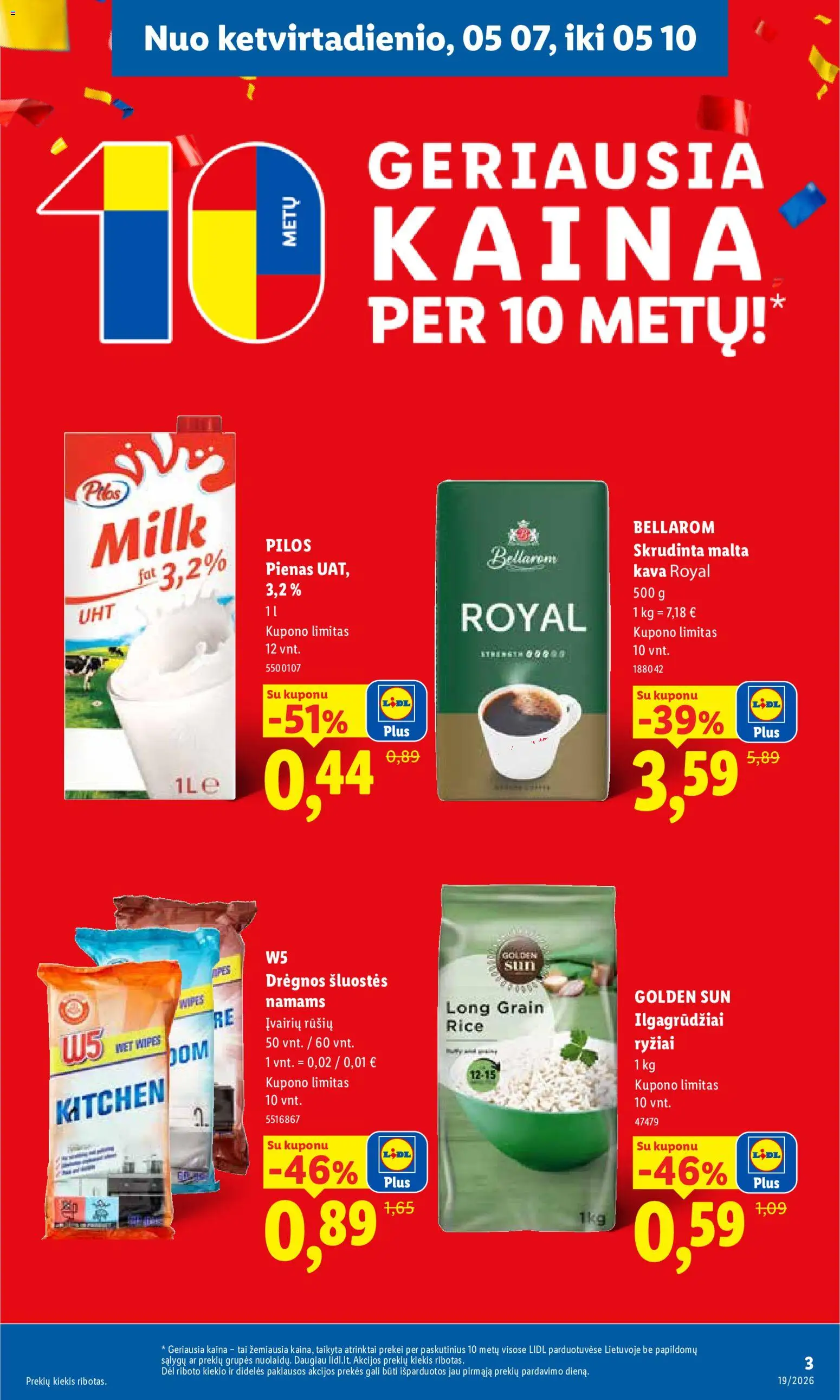 LIDL akcijos nuo 04.05.2026 | Puslapis: 3 | Prekių: Pienas, Kava, Ryžiai