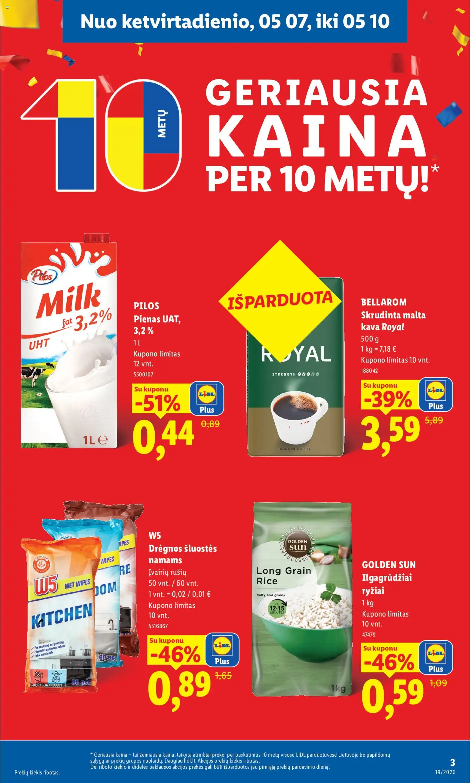 LIDL akcijos nuo 04.05.2026 | Puslapis: 3 | Prekių: Pienas, Kava, Ryžiai