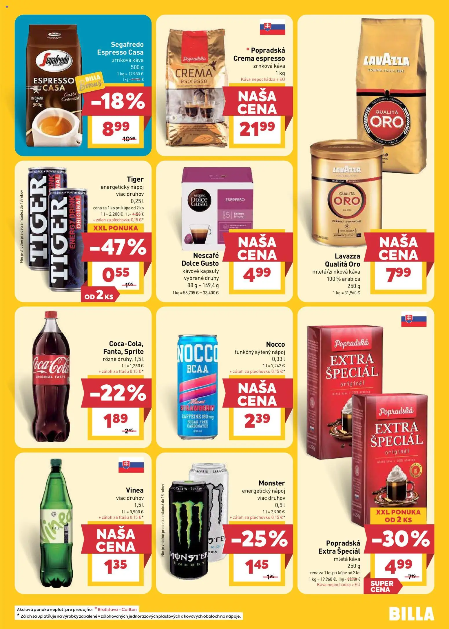 Nové Billa akcie – leták je platný od 15.07.2026 | Strana: 19 | Produkty: Dolce Gusto, Mletá káva, Zrnková káva 1 kg