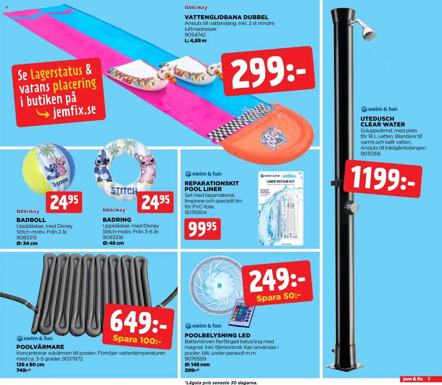 Jem & Fix reklamblad aktuell från 18.05.2026 | Sida: 3 | Produkter: Parasoll, Pool, Set, Lim