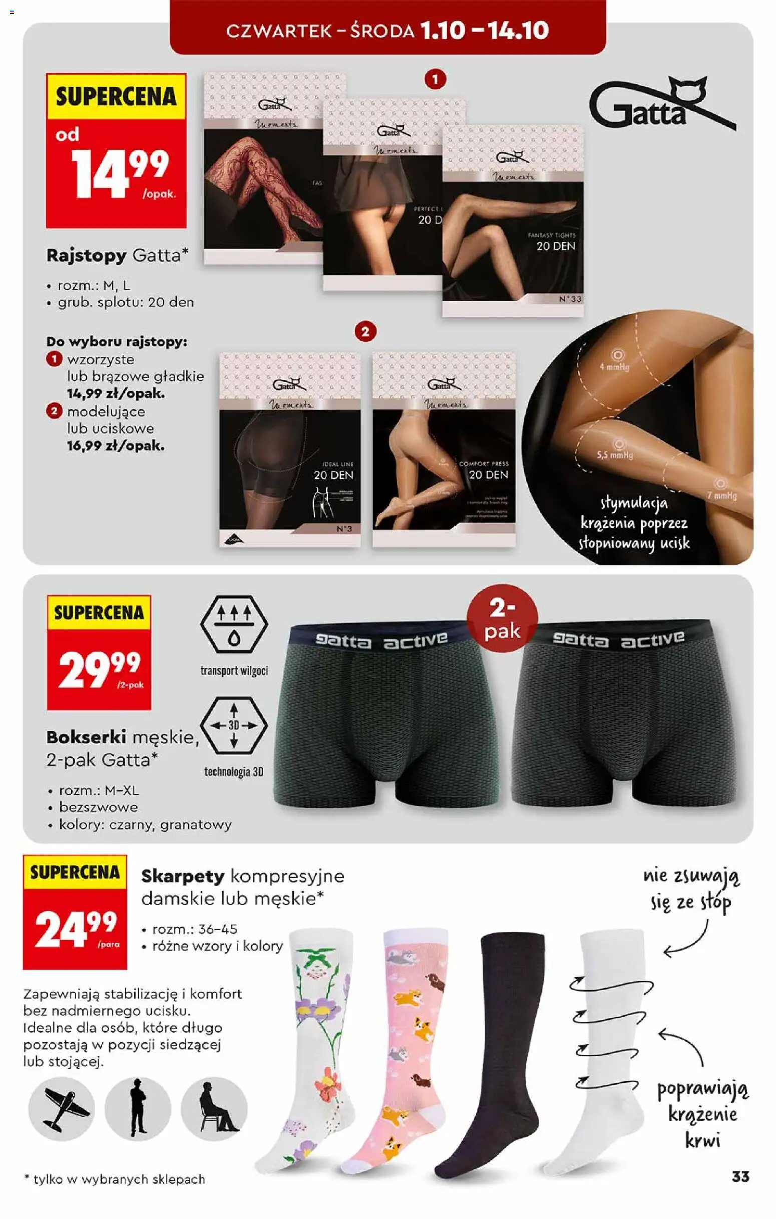 Biedronka gazetka - Hity i inspiracje od 26.09.2026 | Strona: 33 | Produkty: Skarpety, Bokserki, Rajstopy, Gatta