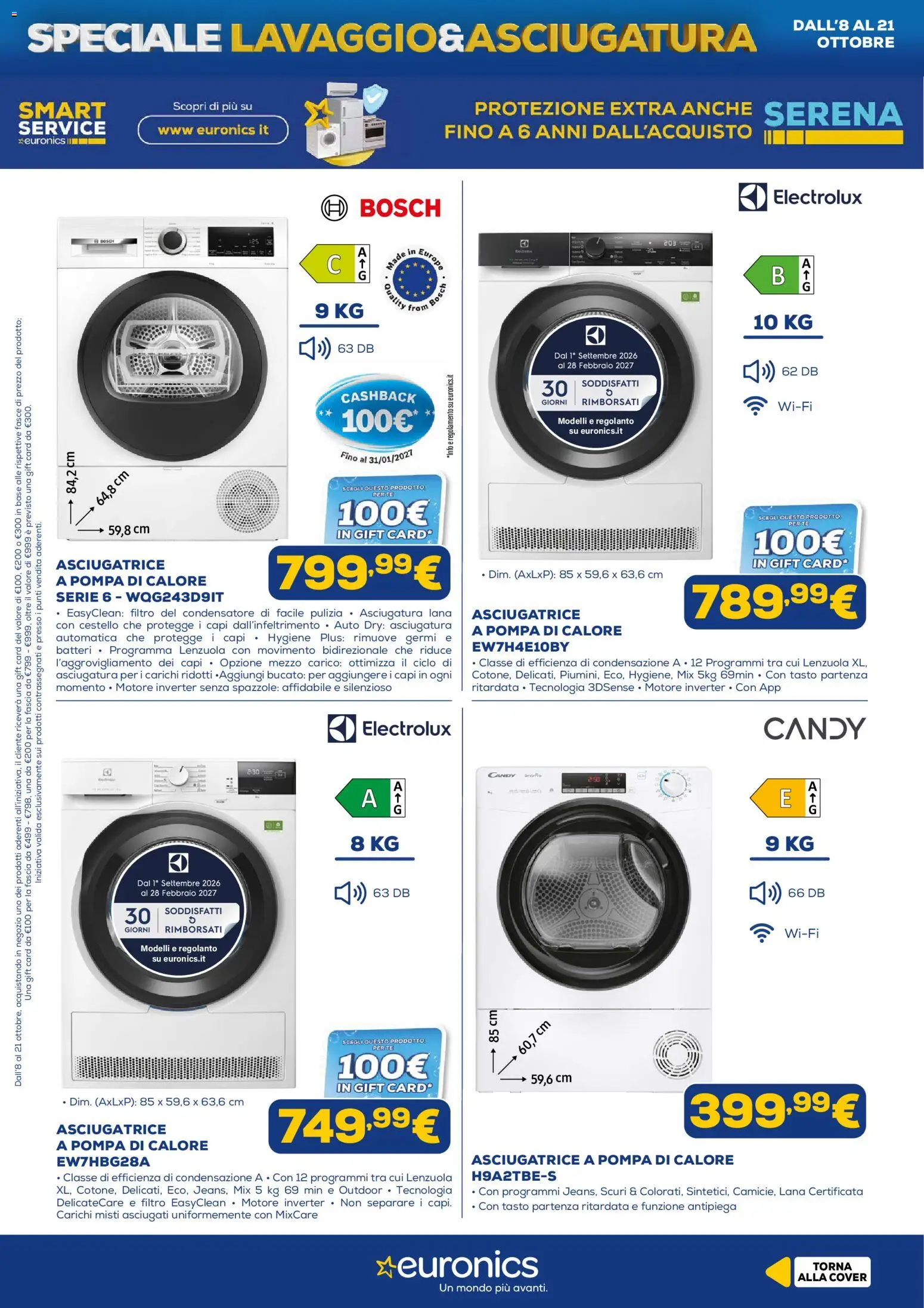 Volantino Euronics del 12/10/2026 | Pagina: 13 | Prodotti: Asciugatrice, Lenzuola