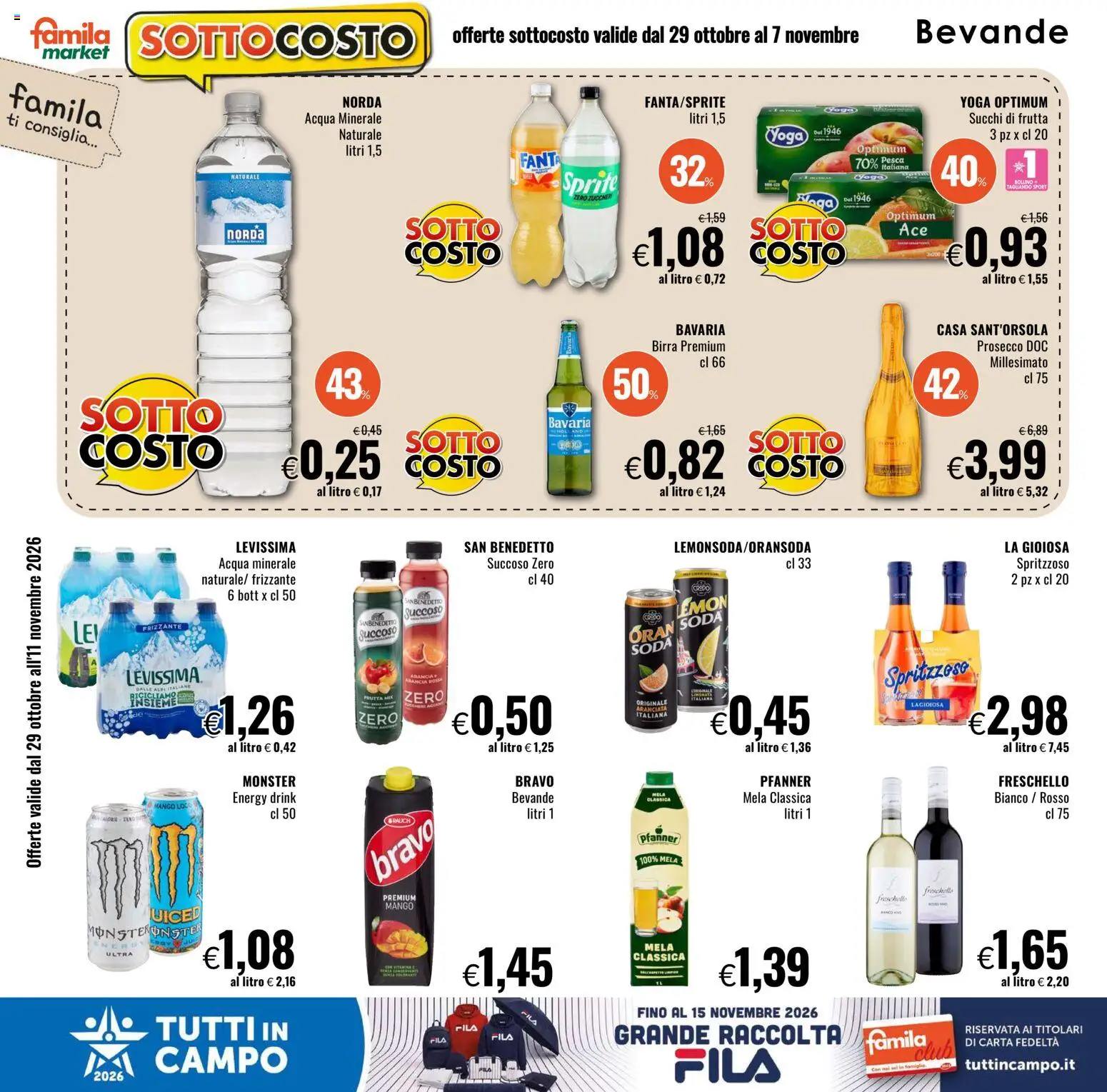 Volantino Famila del 29/10/2026 | Pagina: 8 | Prodotti: Bevande, Frutta, Mango, Arancia