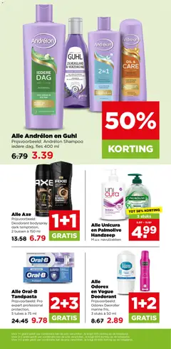 Unicura en Palmolive Handzeep, Unicura en Palmolive Handzeep, 3 stuks - Voorbeeld van een folder van Plus, geldig van 15-07-2026 | Pagina: 35 | Producten: Deodorant, Fles, Shampoo, Conditioner