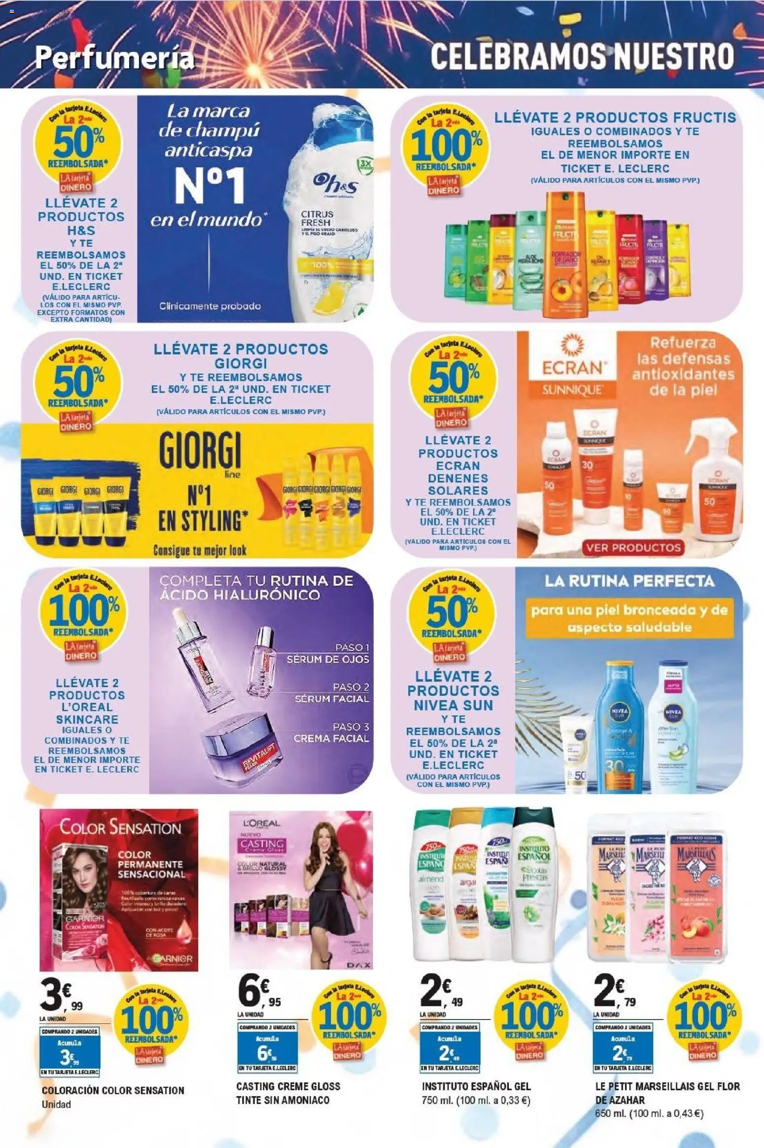 E.Leclerc Aniversario │ válido desde el 13/07/2026 | Página: 28 | Productos: Champú, Crema facial, Crema, Té