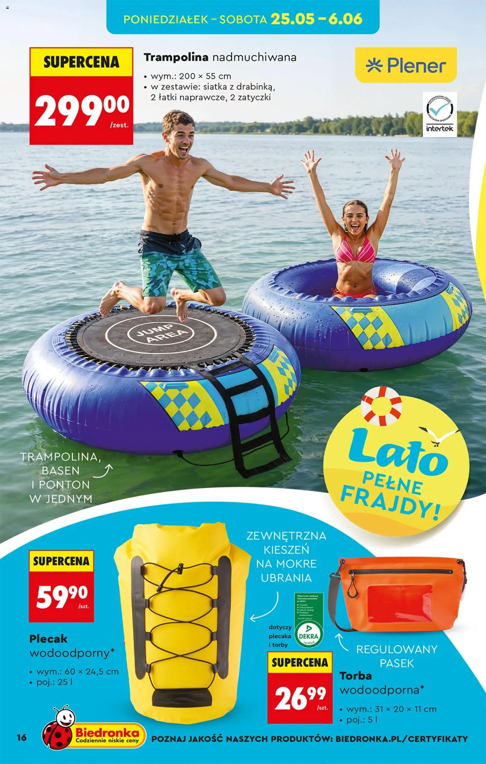 Biedronka gazetka - Hity i inspiracje od 25.05.2026 | Strona: 18 | Produkty: Plecak, Pasek, Trampolina, Siatka