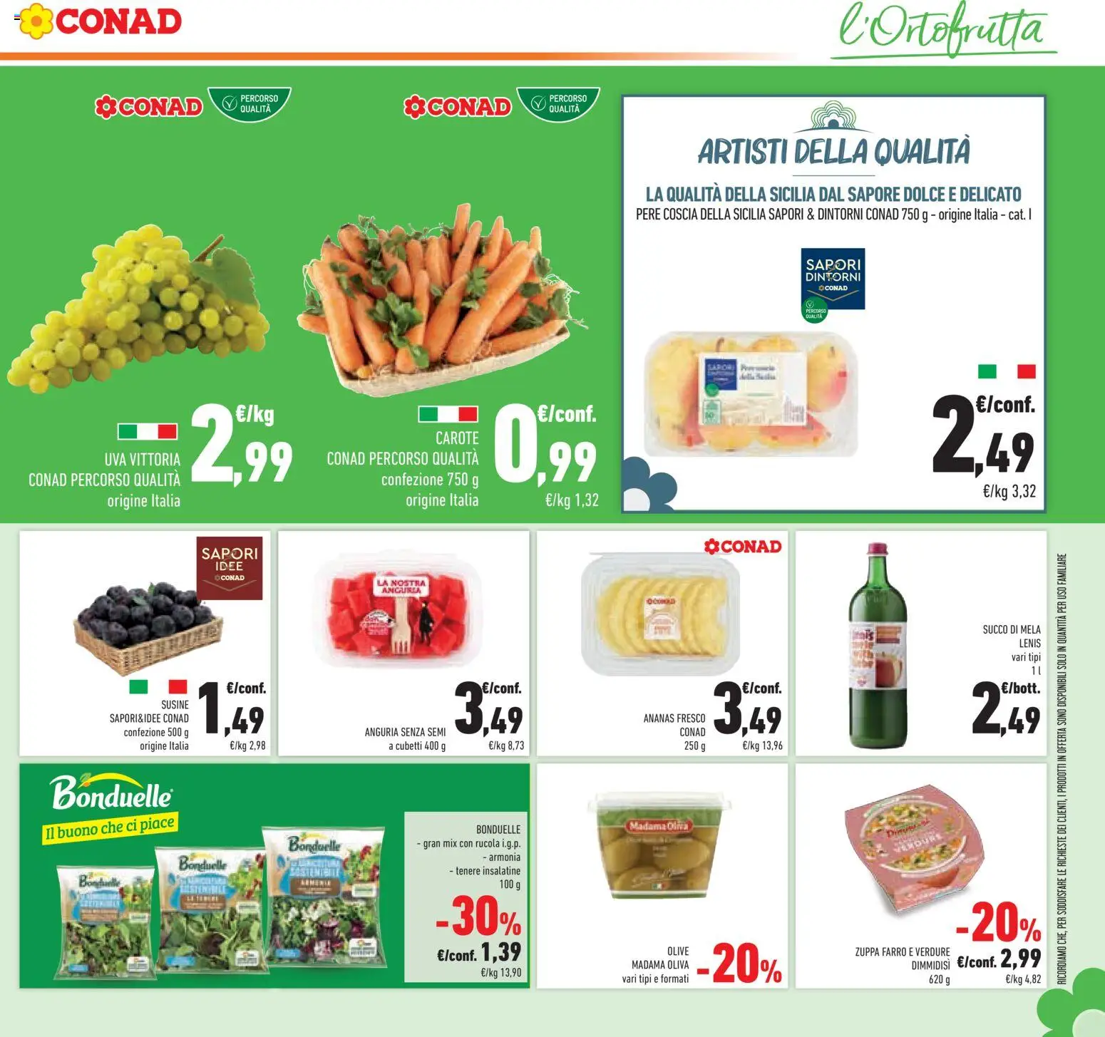 Volantino Conad del 29/07/2026 | Pagina: 13 | Prodotti: Carote, Olive, Uva, Susine