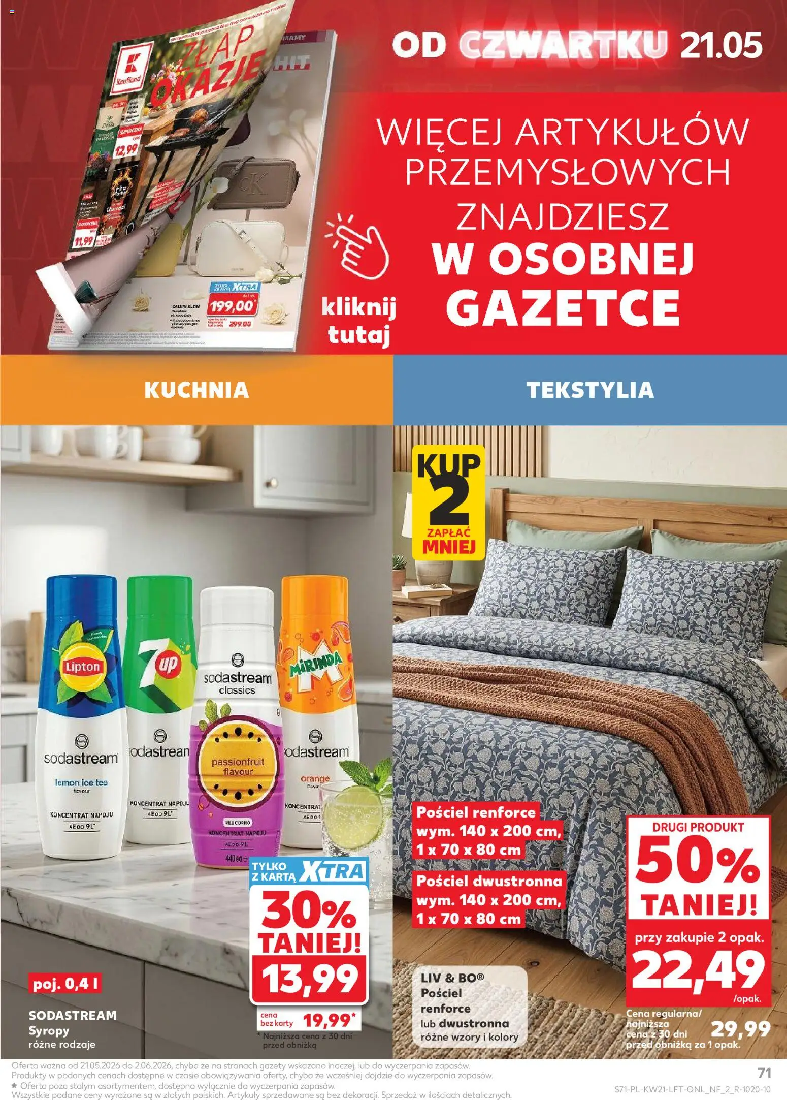 Kaufland Polsko leták od 21.05.2026 | Strana: 71 | Produkty: Mirinda, Sodastream, Ice tea, Karty